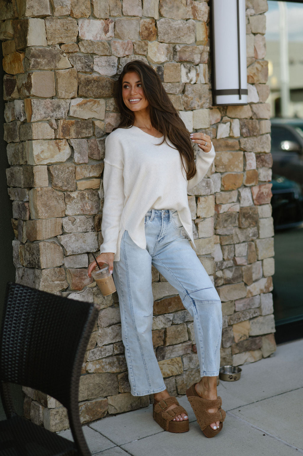 Geneva V Neck Sweater- Cream