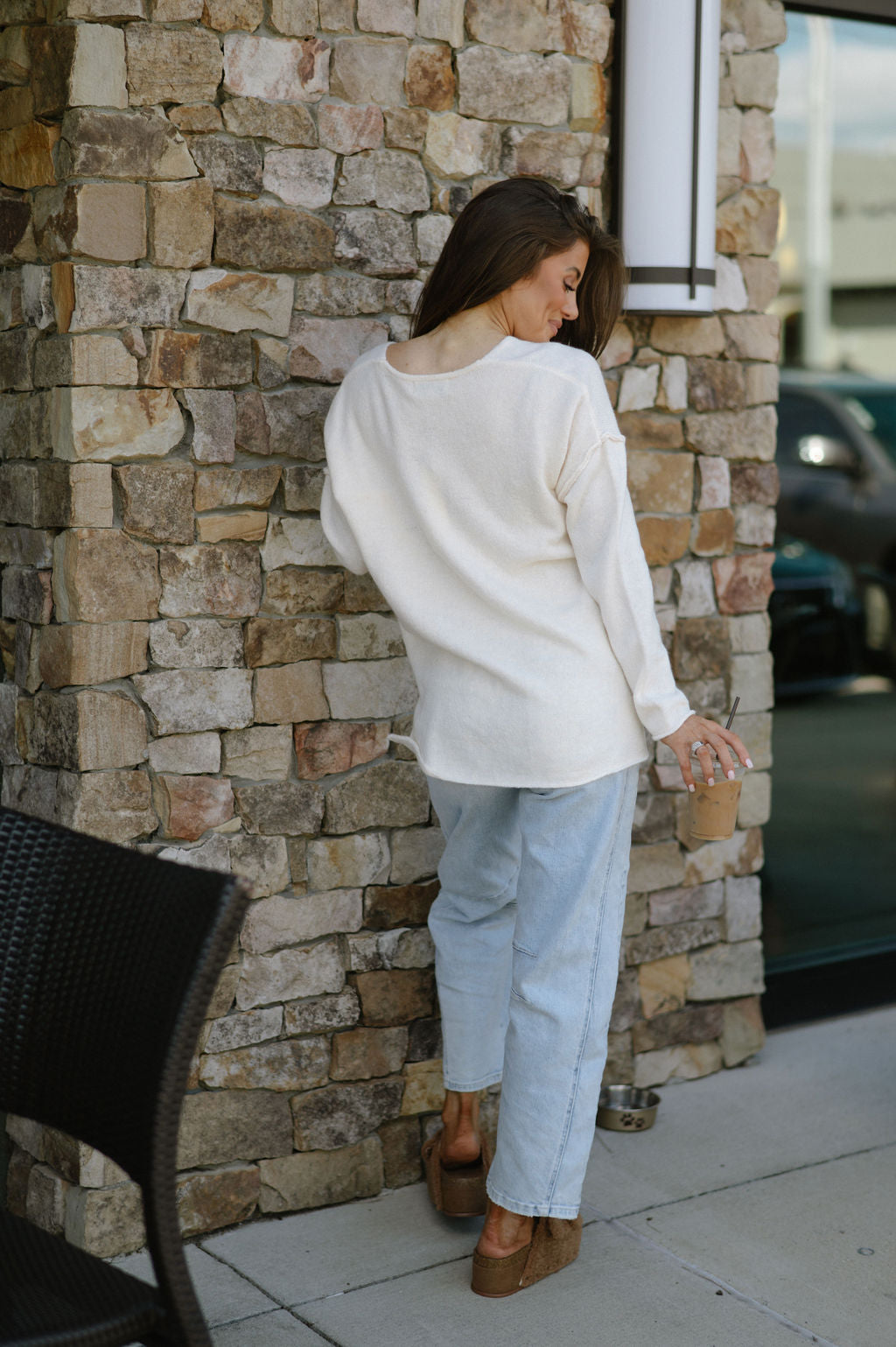 Geneva V Neck Sweater- Cream