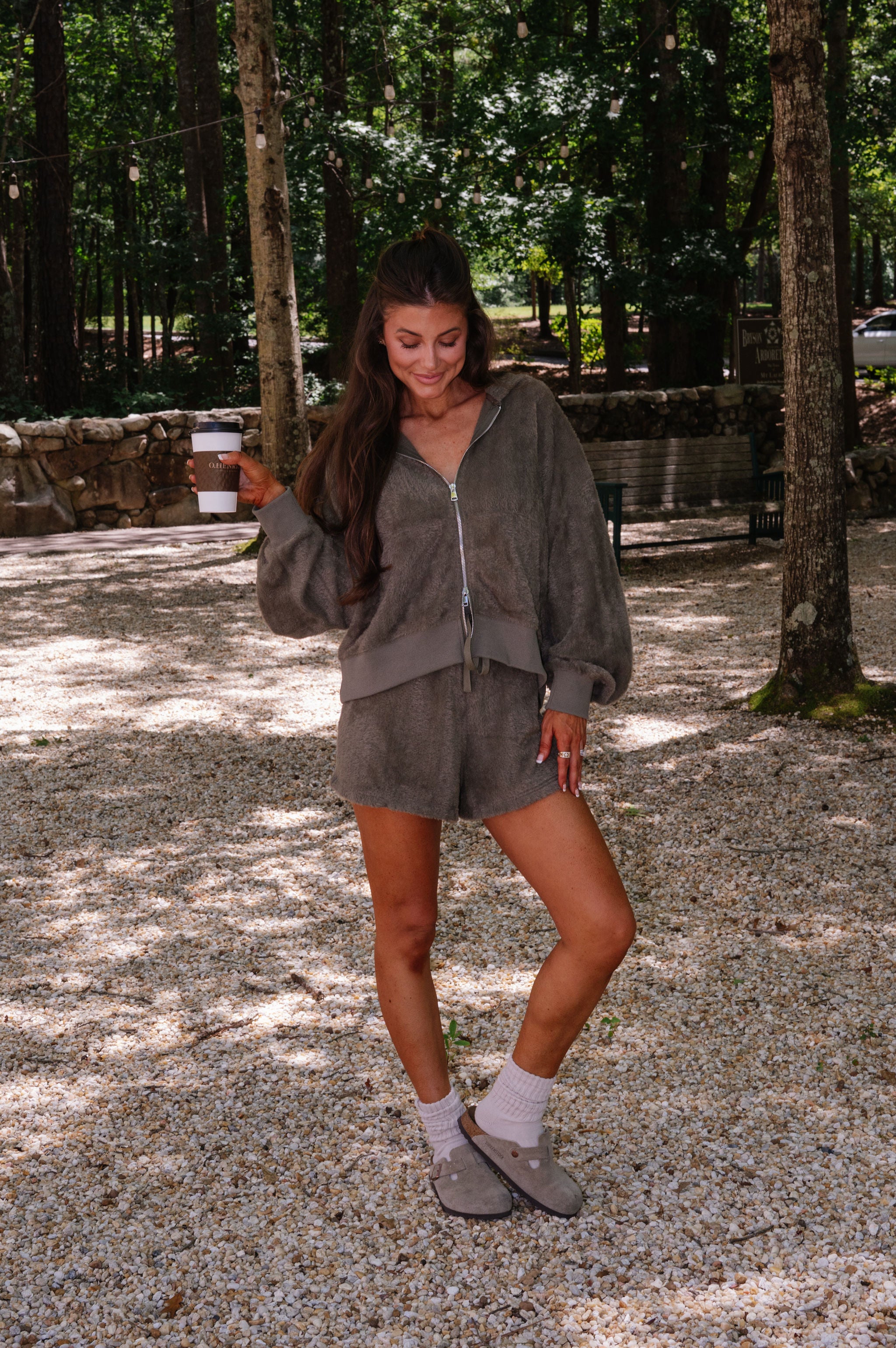 Fur Knit Short Set-Dusty Olive