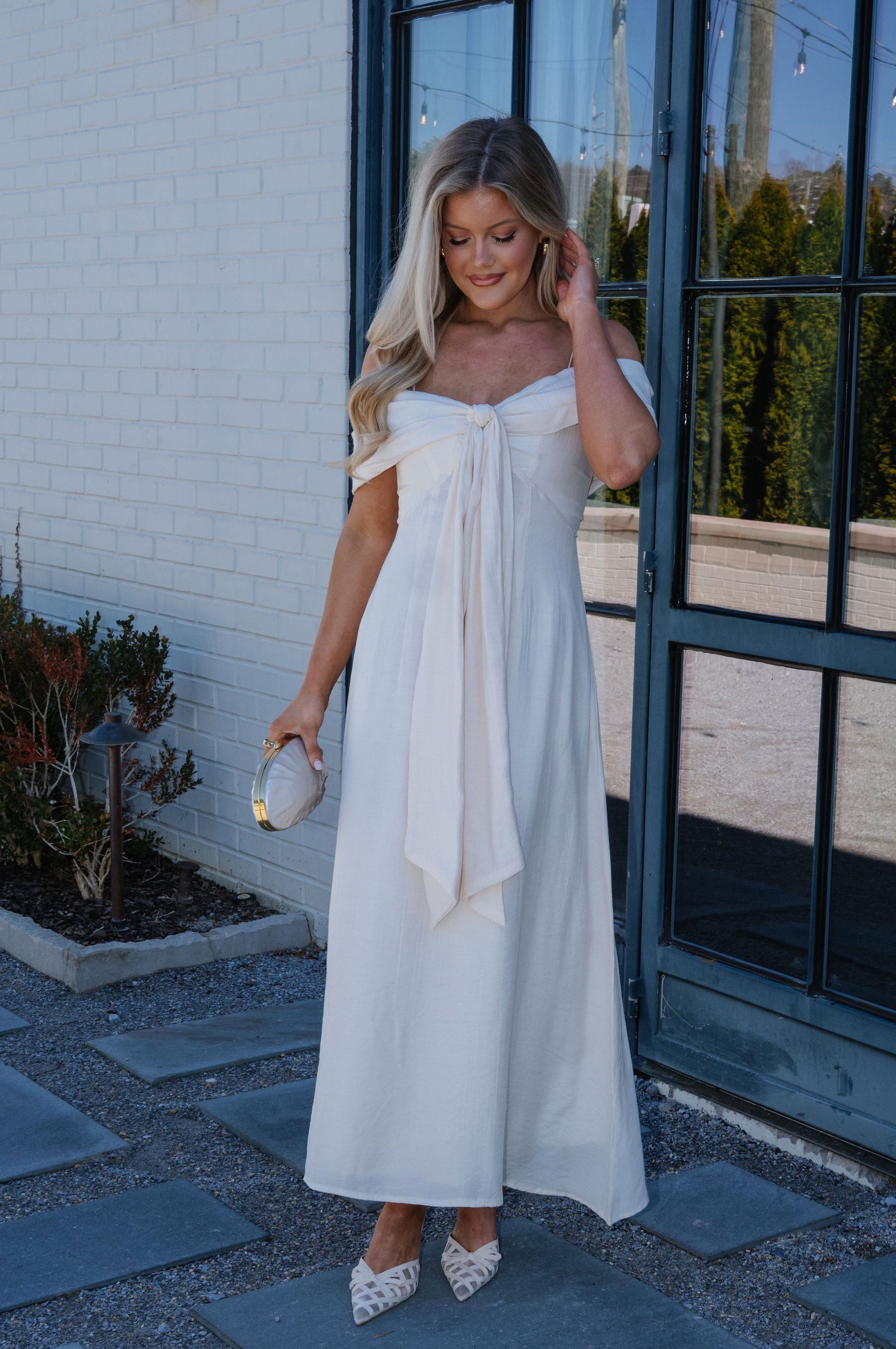 Lana Bow Dress- Cream