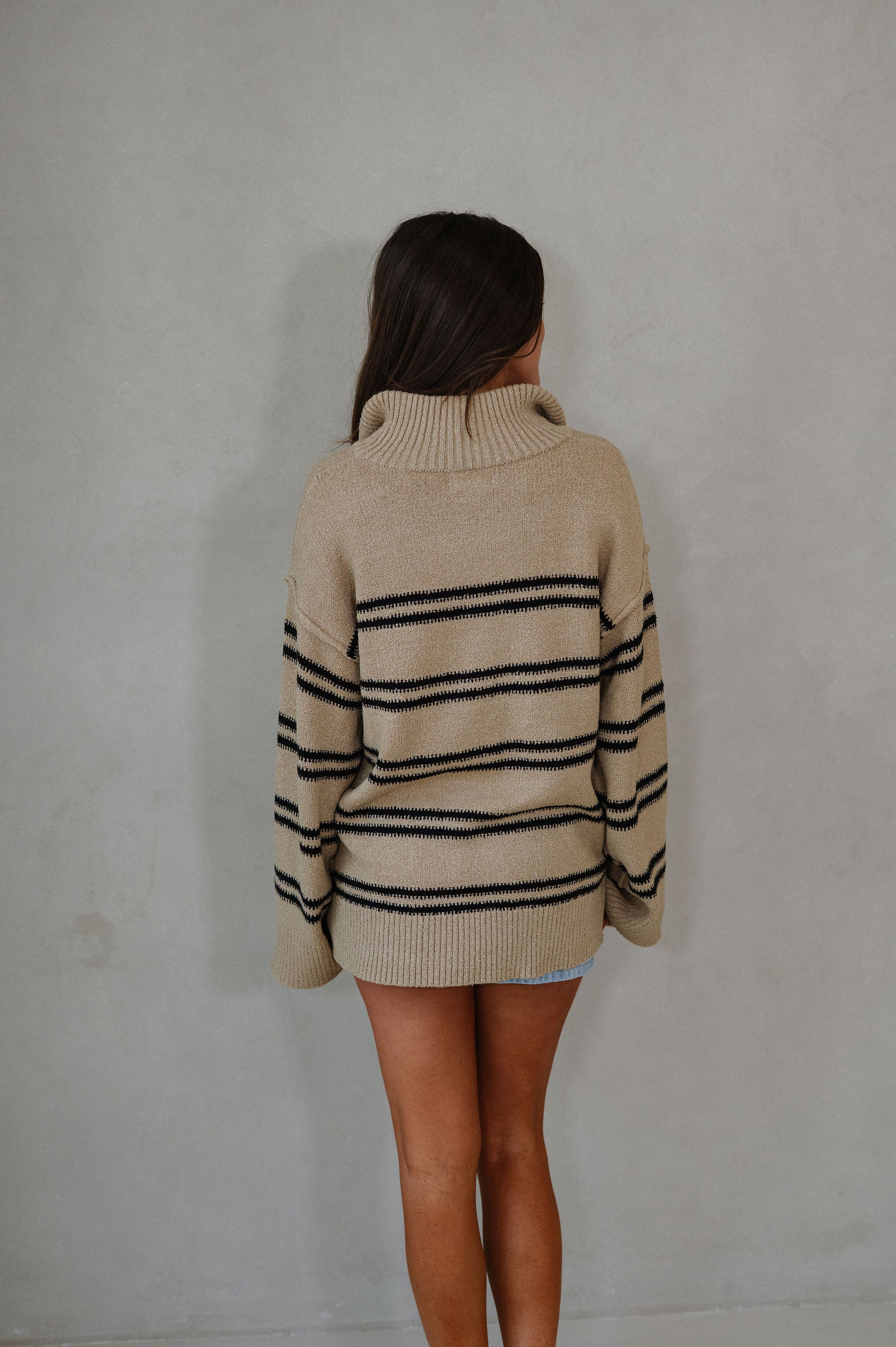 Ryder Textured Quarter Zip Sweater-Sand