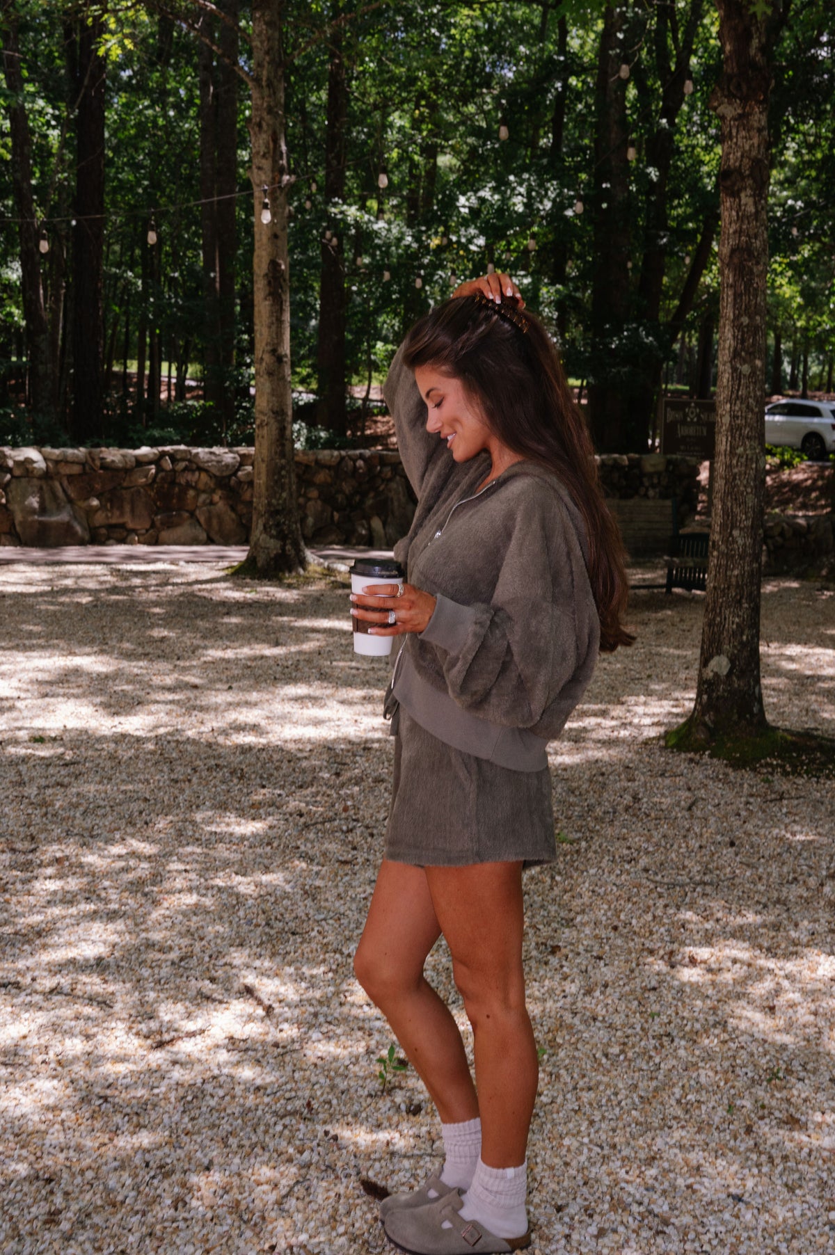 Fur Knit Short Set-Dusty Olive