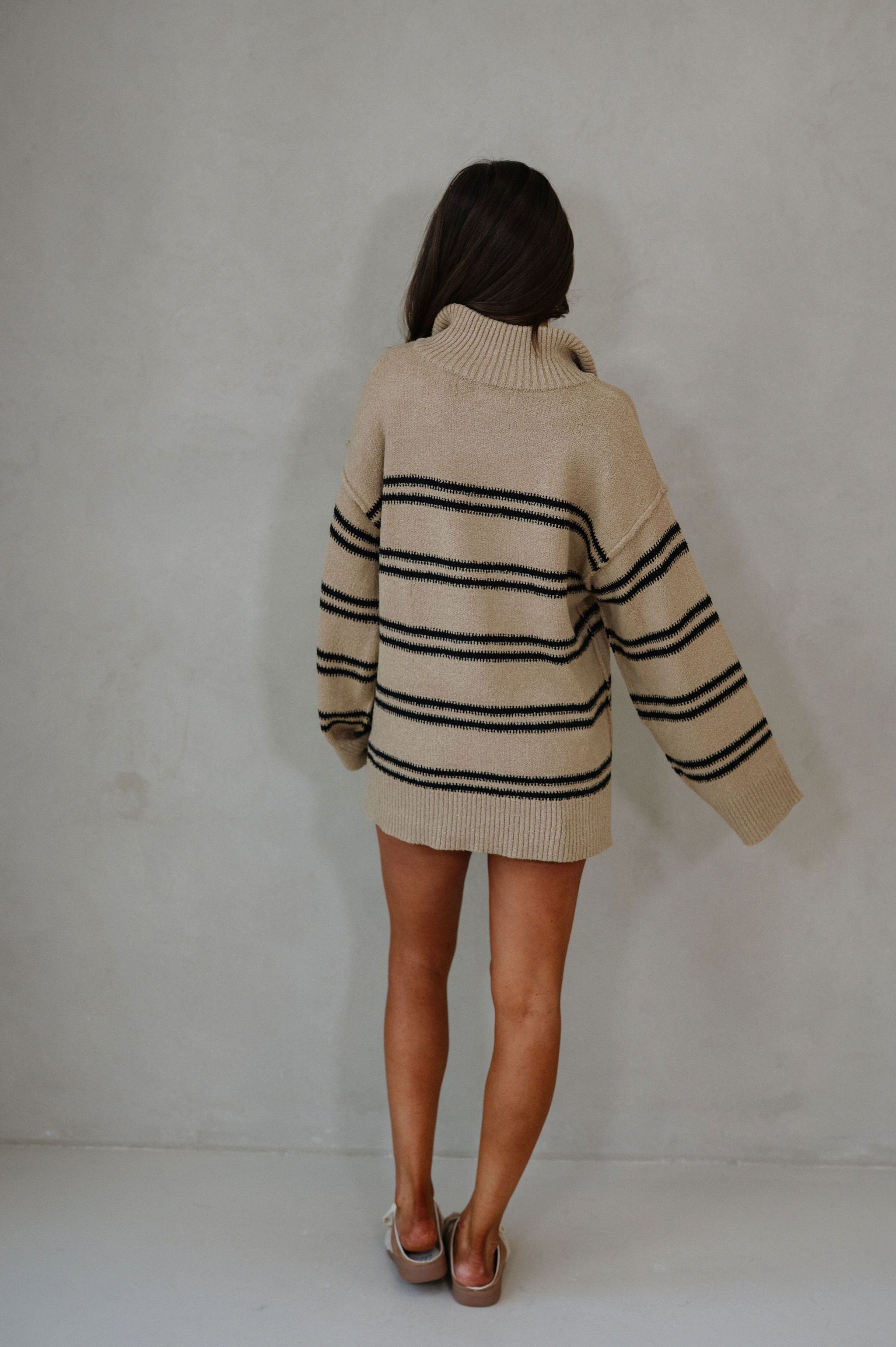 Ryder Textured Quarter Zip Sweater-Sand