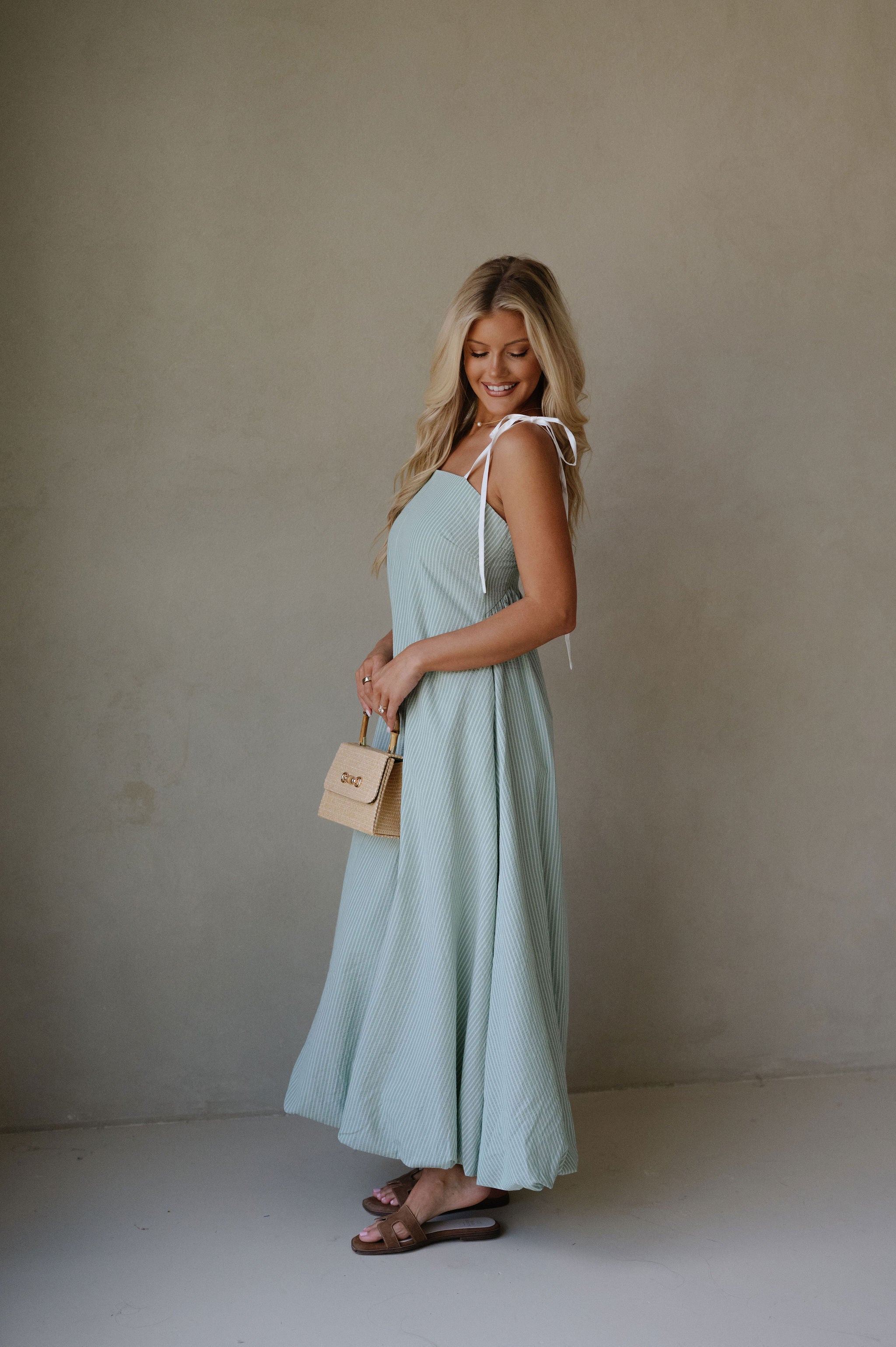 Lora Striped Maxi Dress- Sage