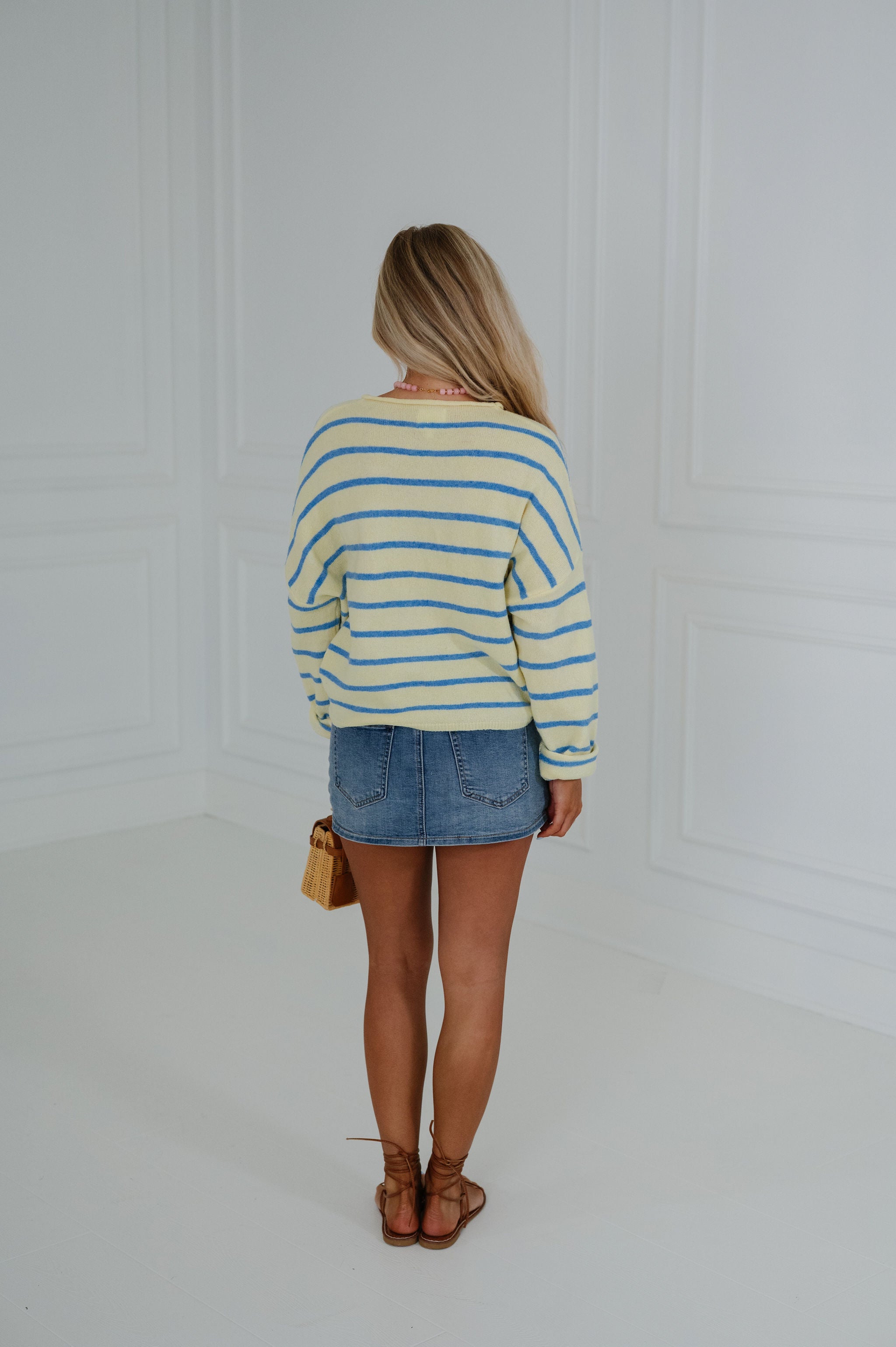 Cabana Striped Cardigan-Yellow