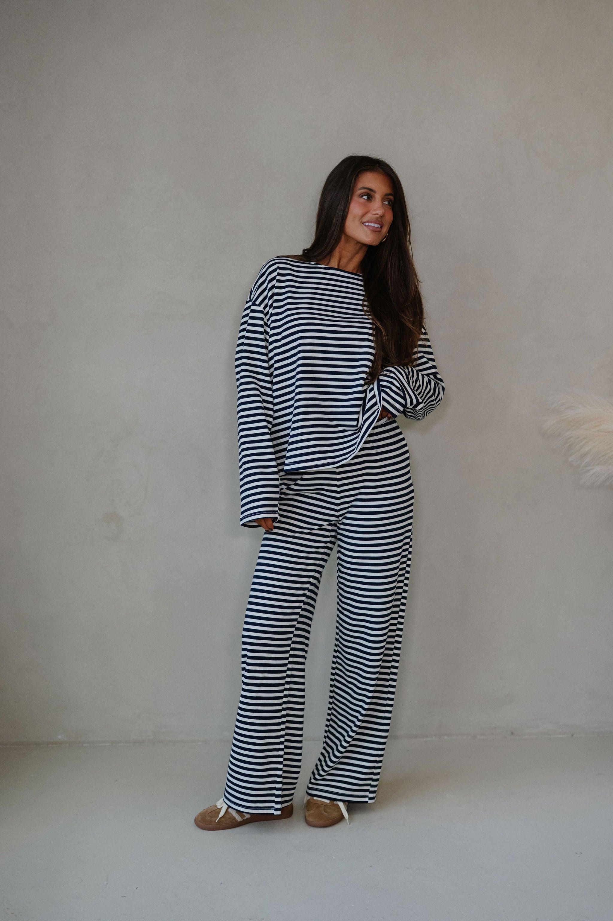Bennett Striped Pants- Navy