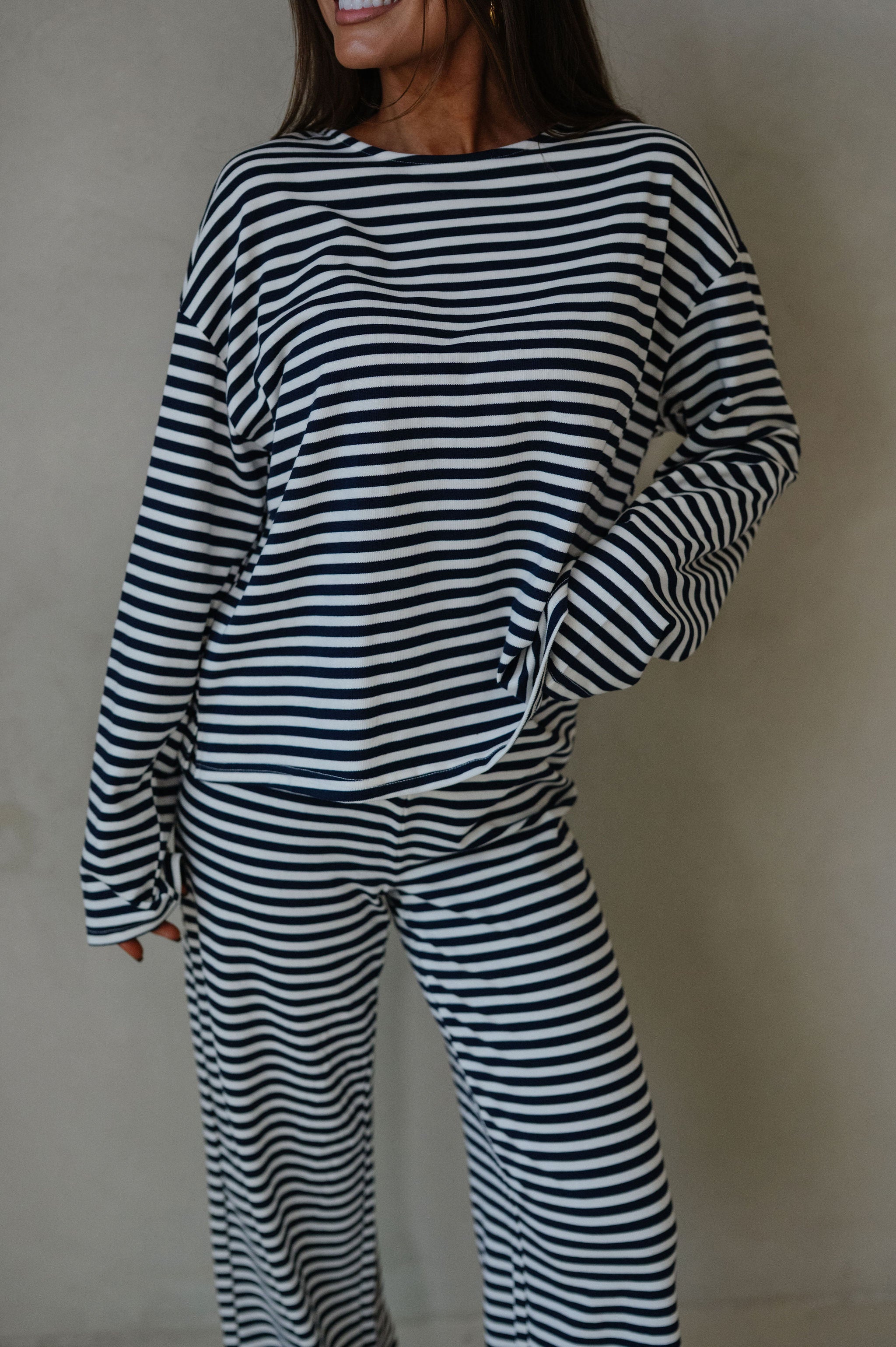 Bennett Striped Top-Navy