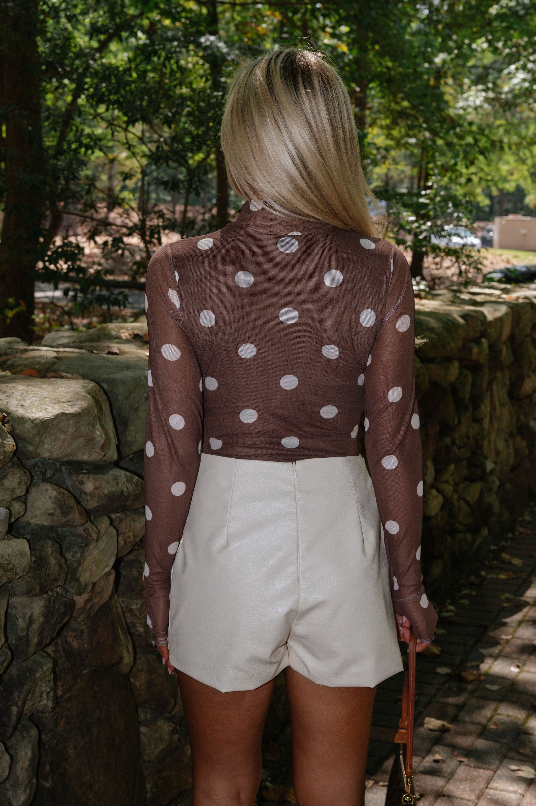 Bella Polka Dot Bodysuit- Brown