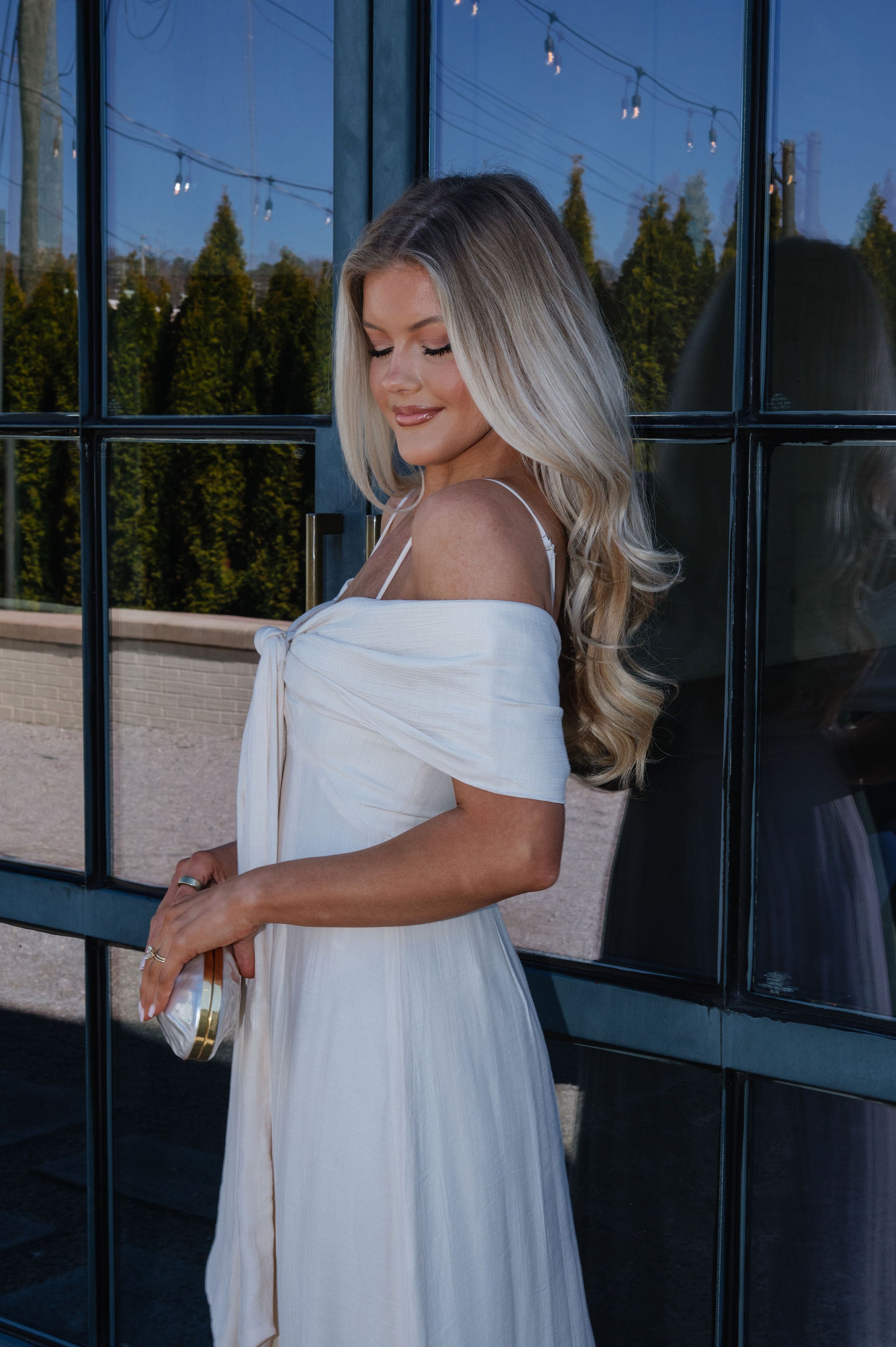 Lana Bow Dress-Cream