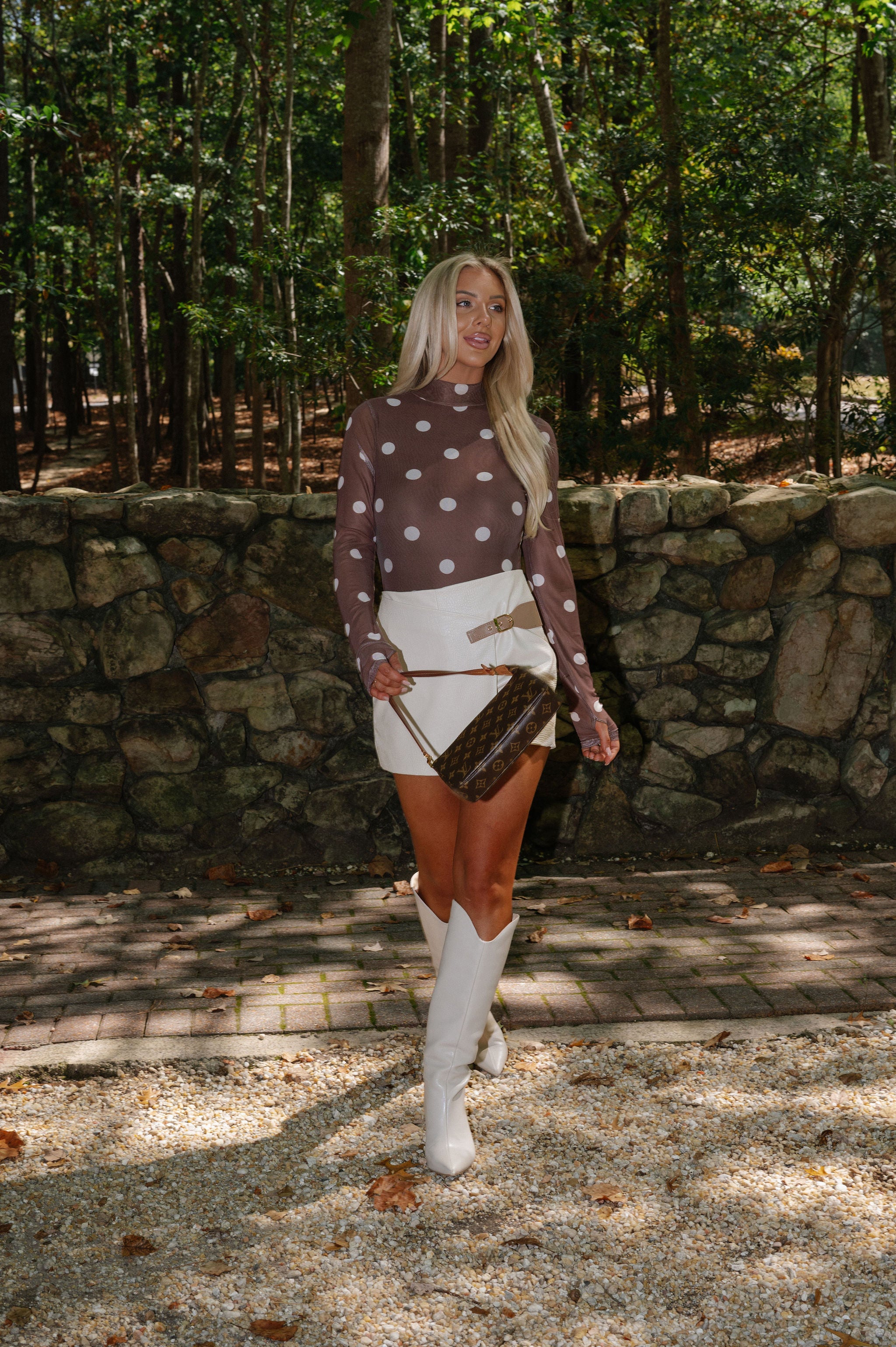 Bella Polka Dot Bodysuit- Brown
