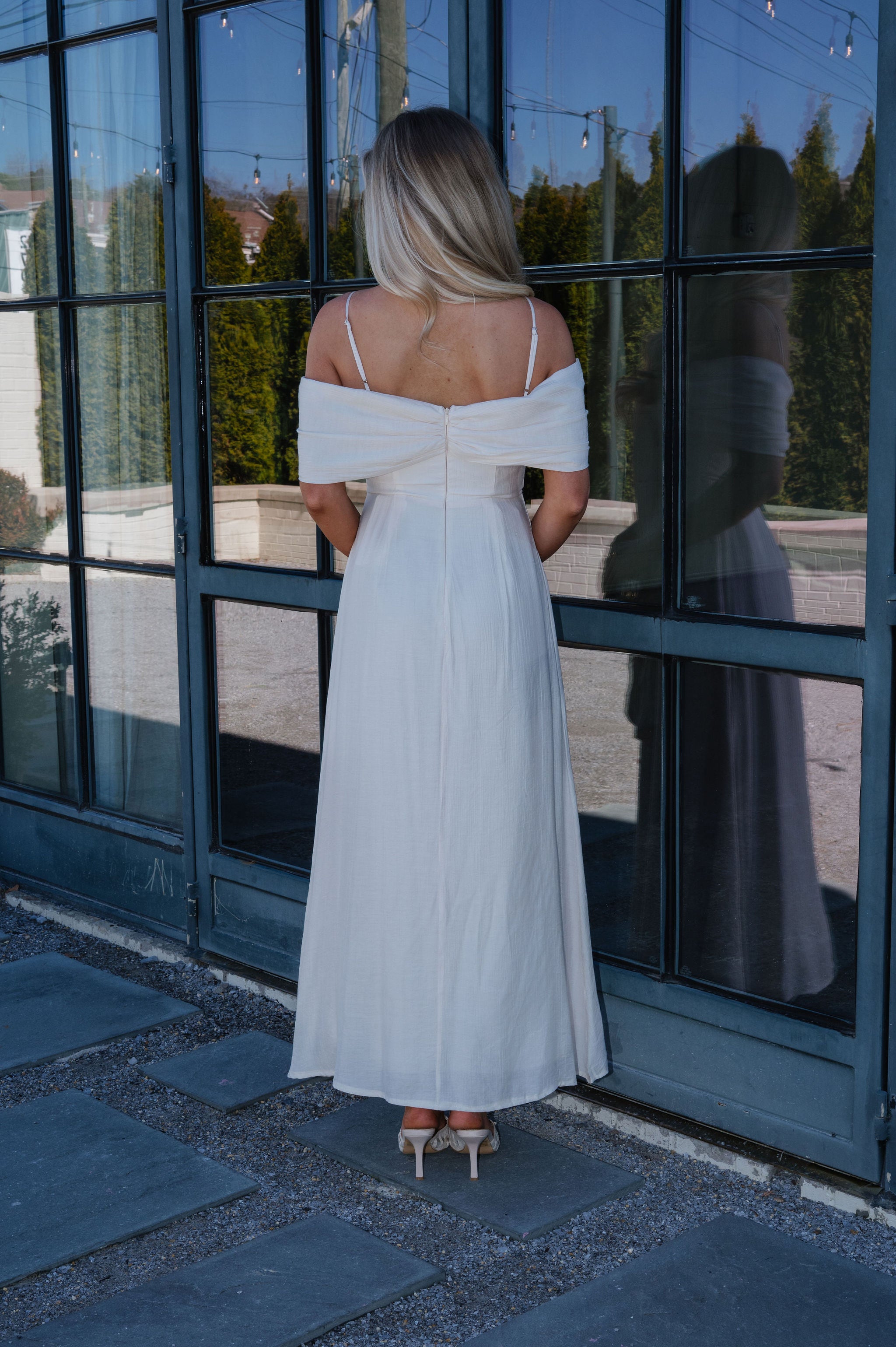 Lana Bow Dress-Cream
