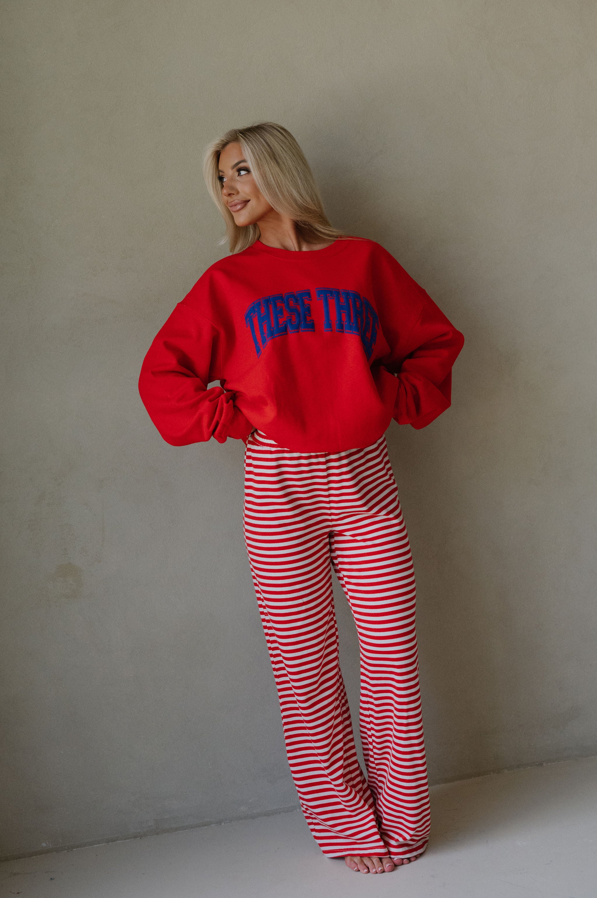 These Three Crewneck Sweatshirt-Red/Blue