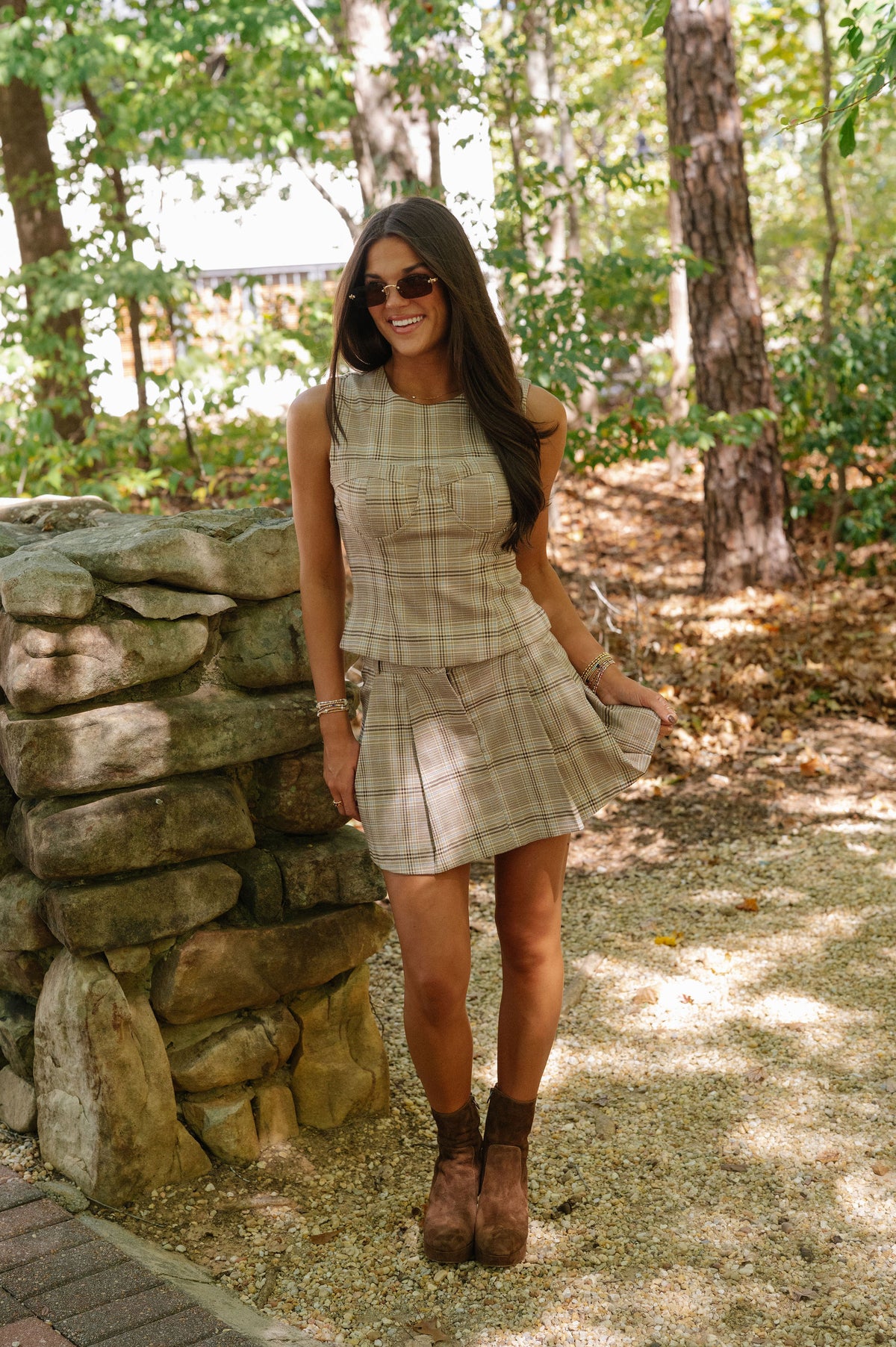 Jessica Skort Set-Beige/Blue