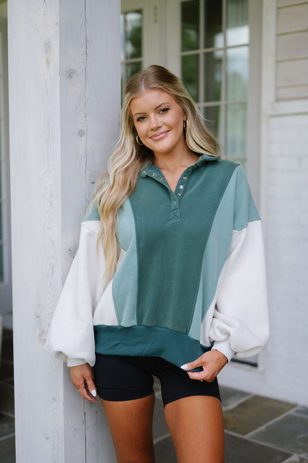 Altered Green Color Block Sweatshirt