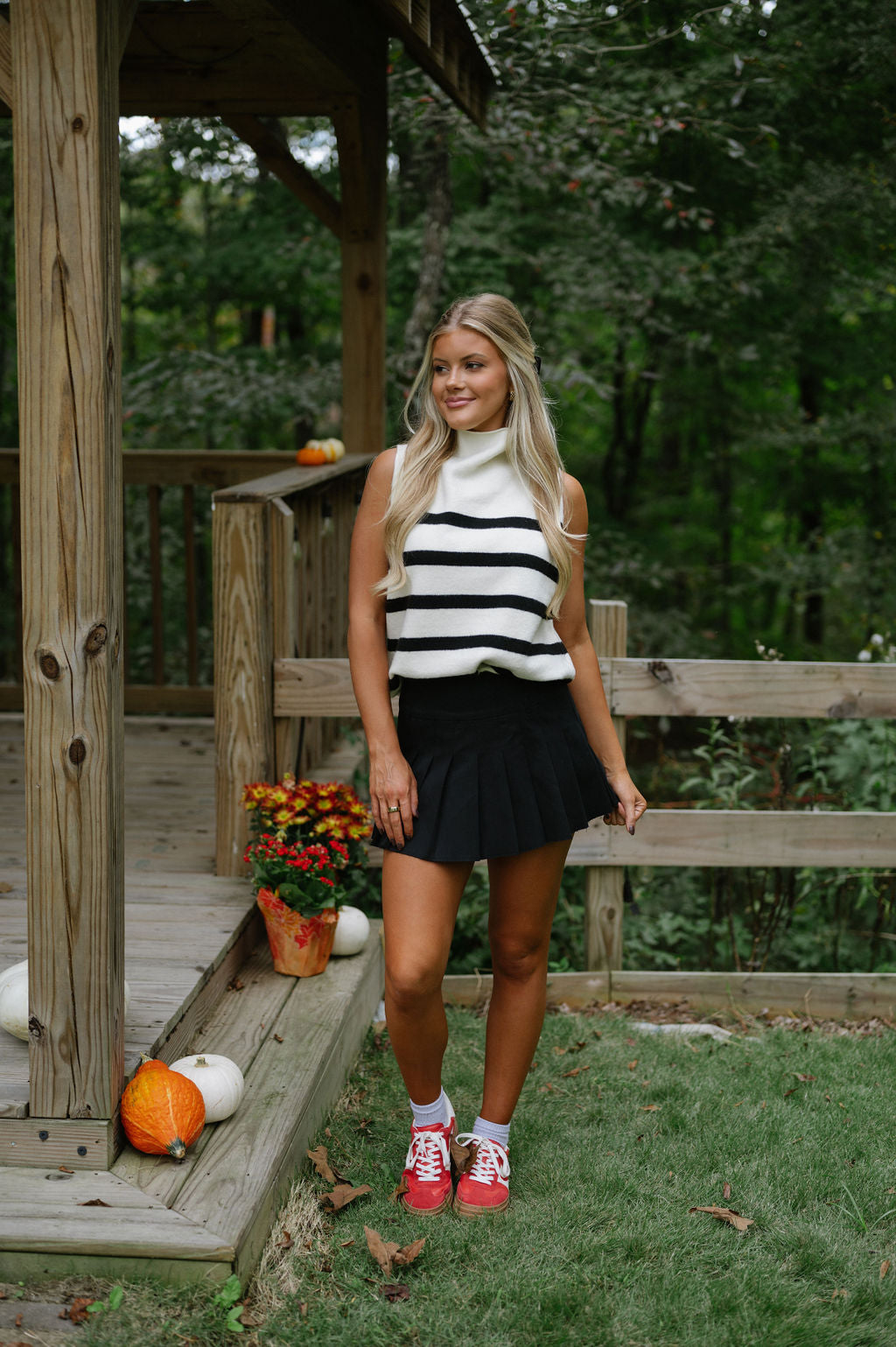 Bella High Neck Sweater-Natural/Black