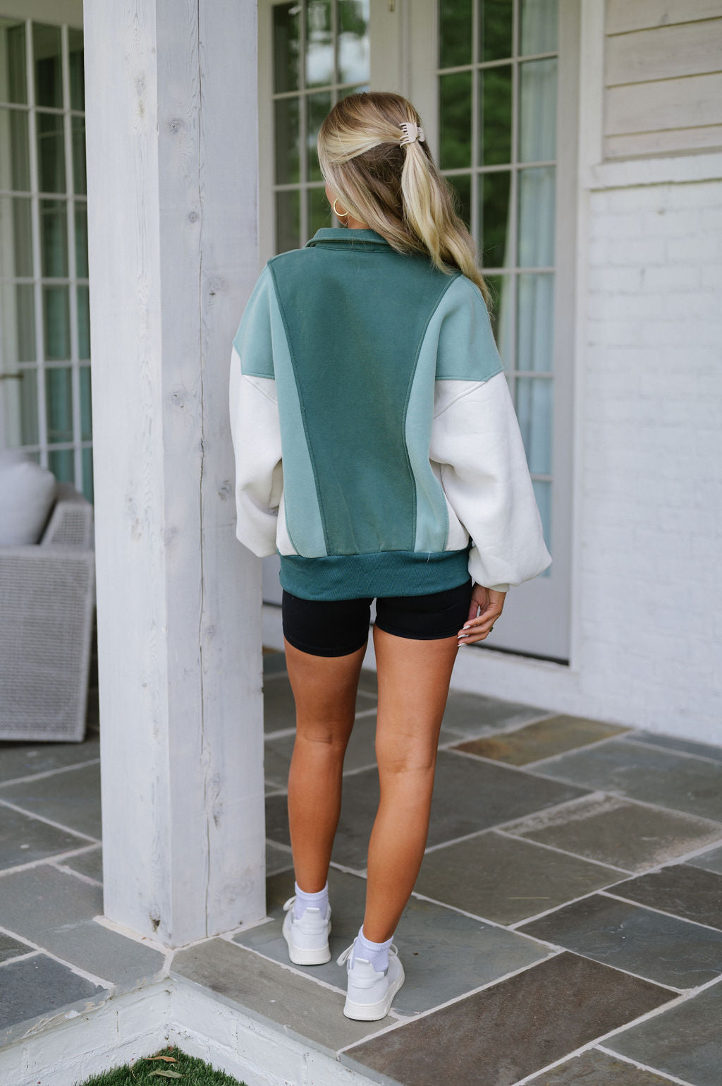 Altered Green Color Block Sweatshirt