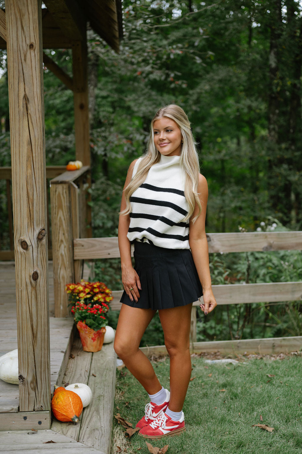 Bella High Neck Sweater-Natural/Black