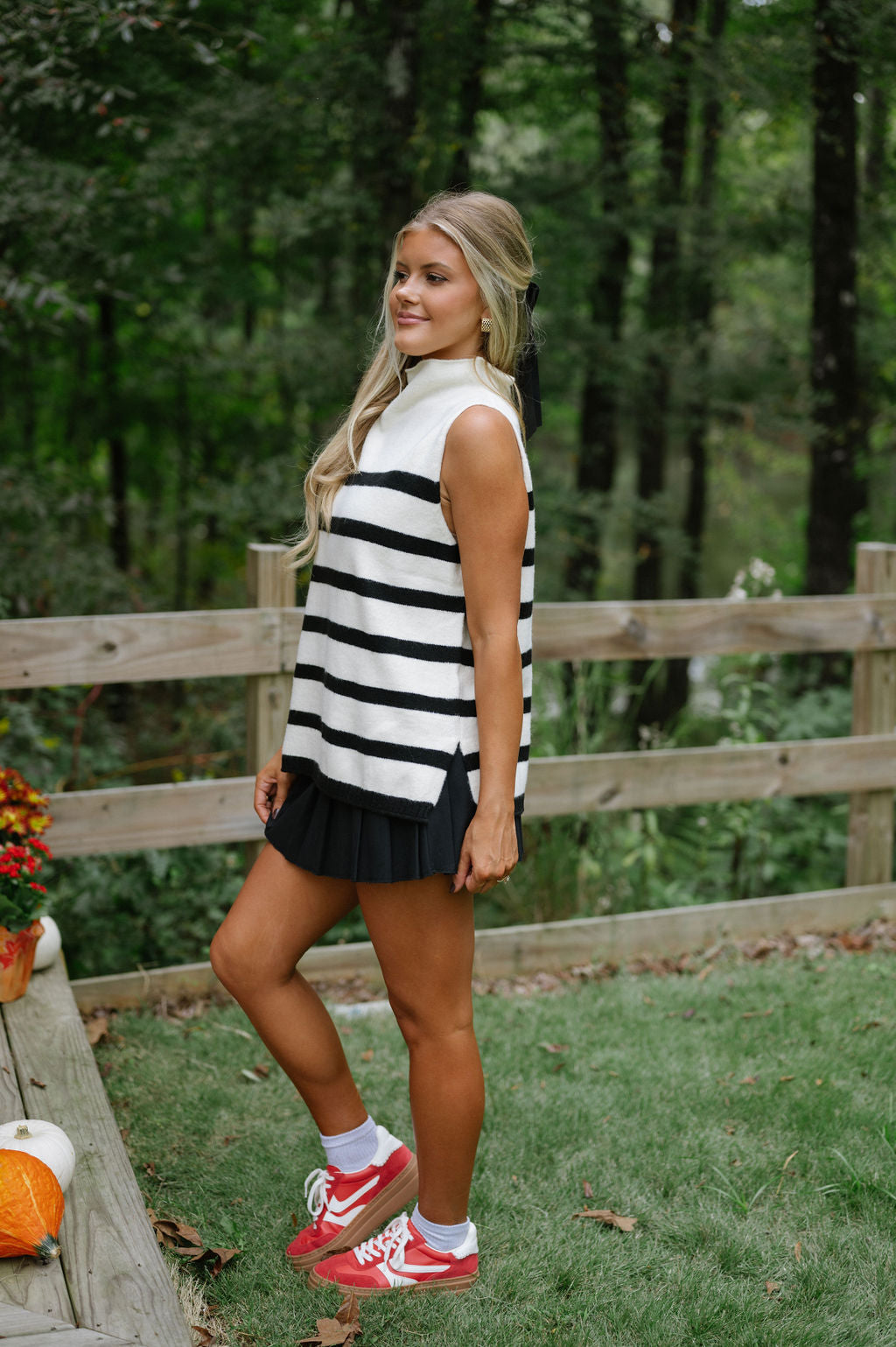 Bella High Neck Sweater-Natural/Black