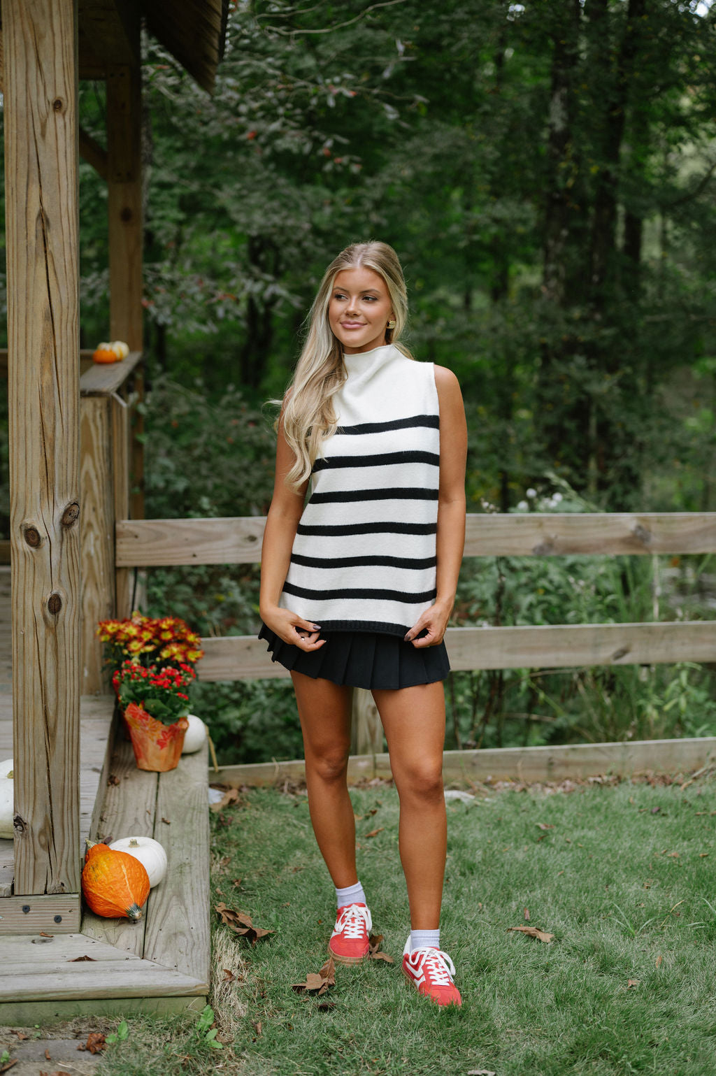 Bella High Neck Sweater-Natural/Black