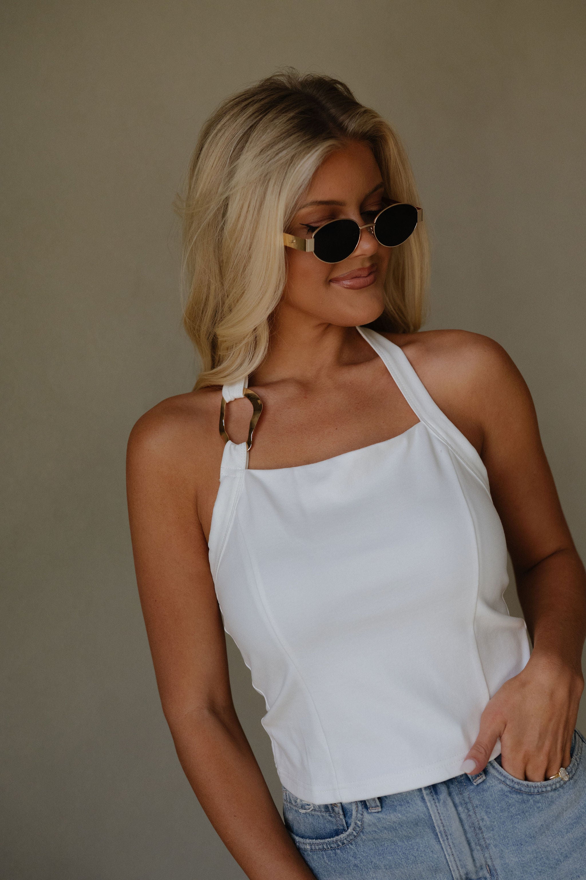 Winnie Halter Top-White