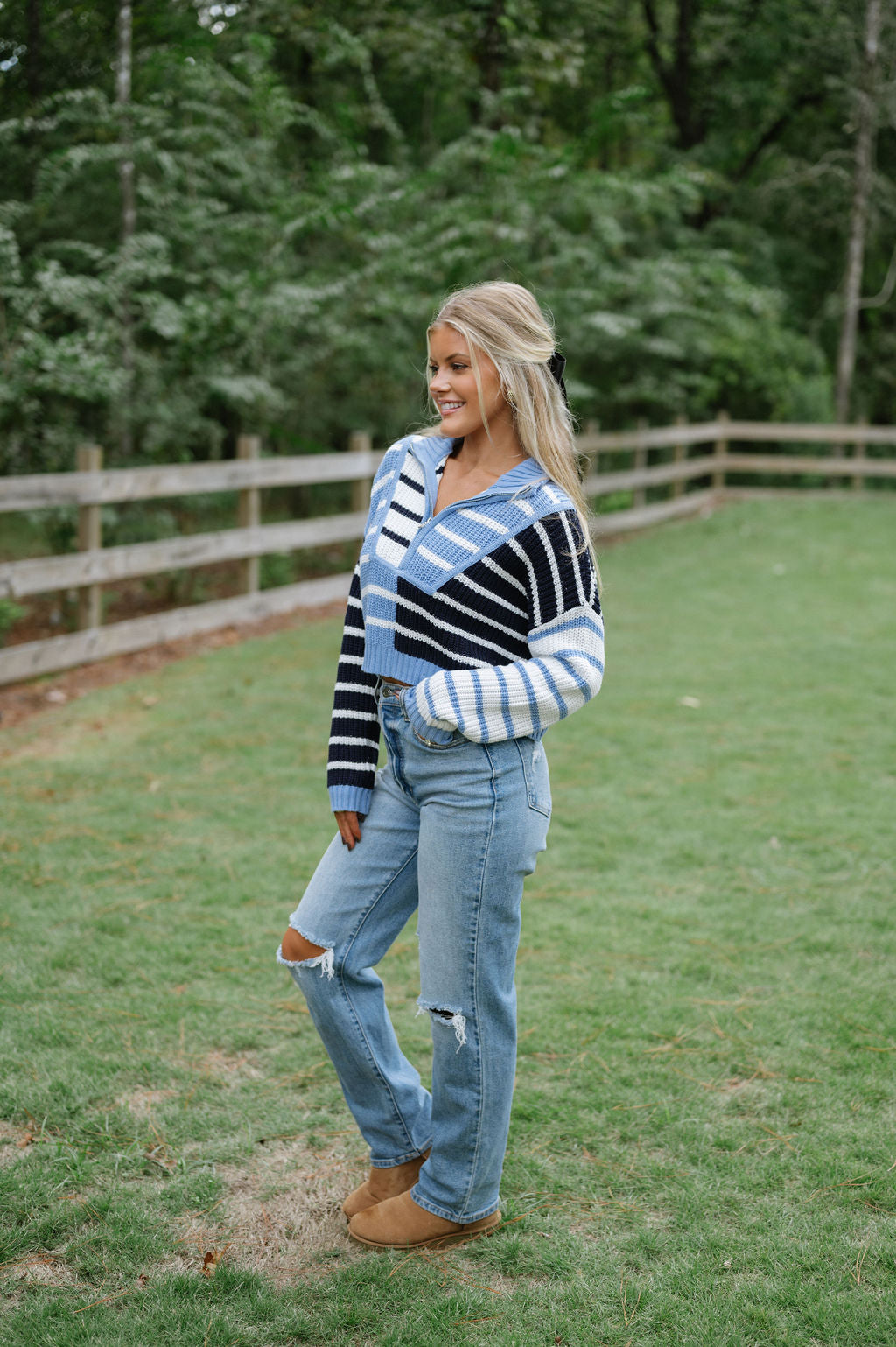 Vivian Sweater-Light Blue/Navy