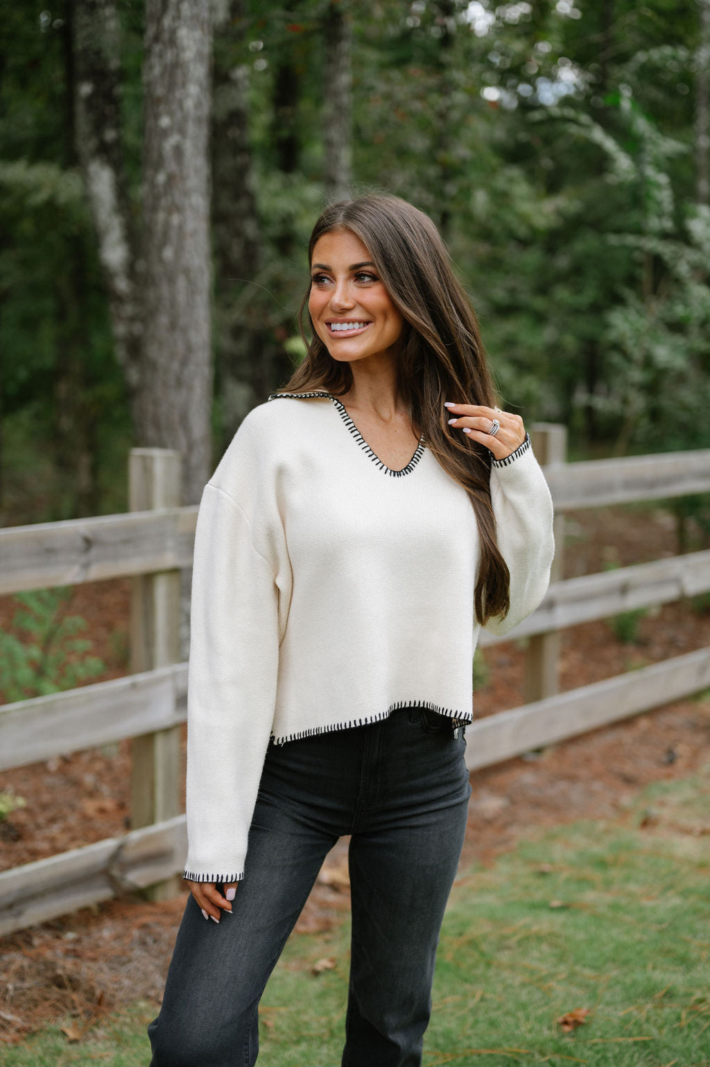 Boxy Sweater Top-Cream