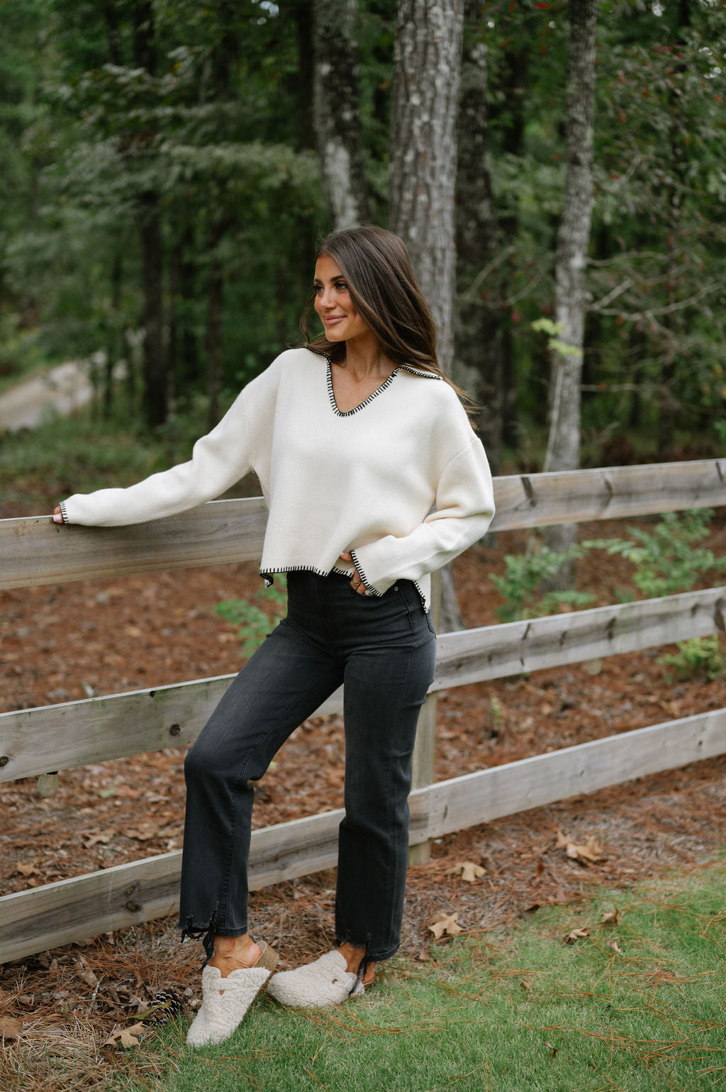 Boxy Sweater Top-Cream