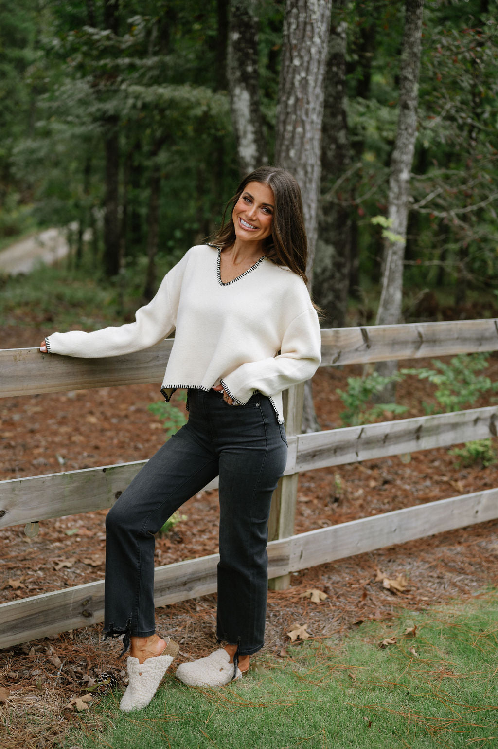 Boxy Sweater Top-Cream