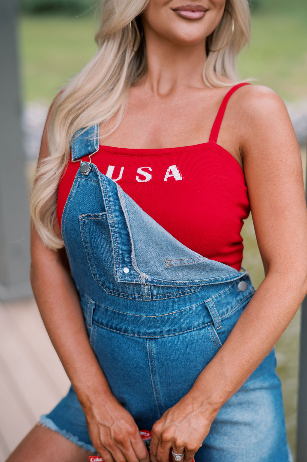 "USA" Knit Tank Top-Red