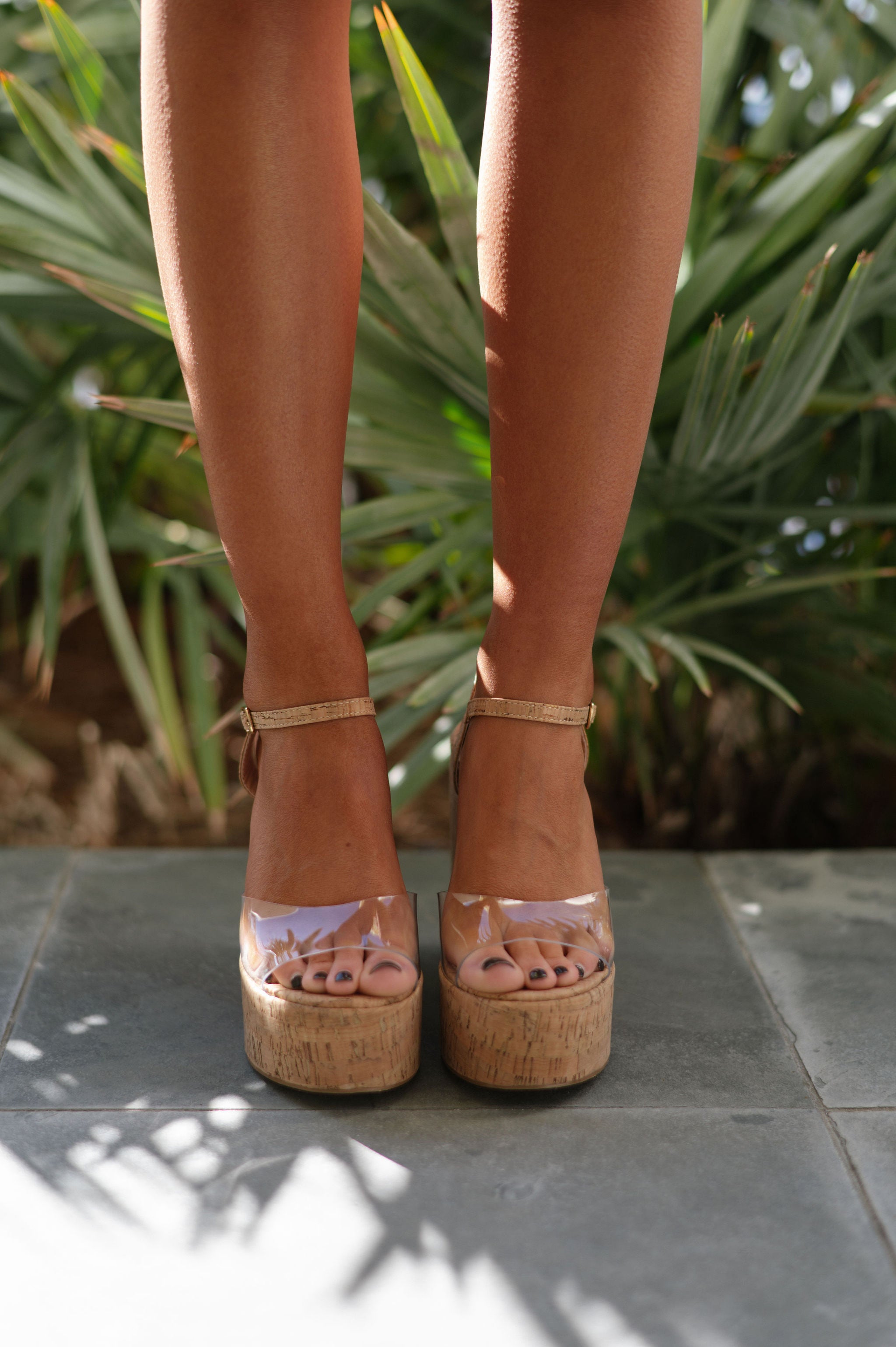 Bratty Wedge-Clear/Cork