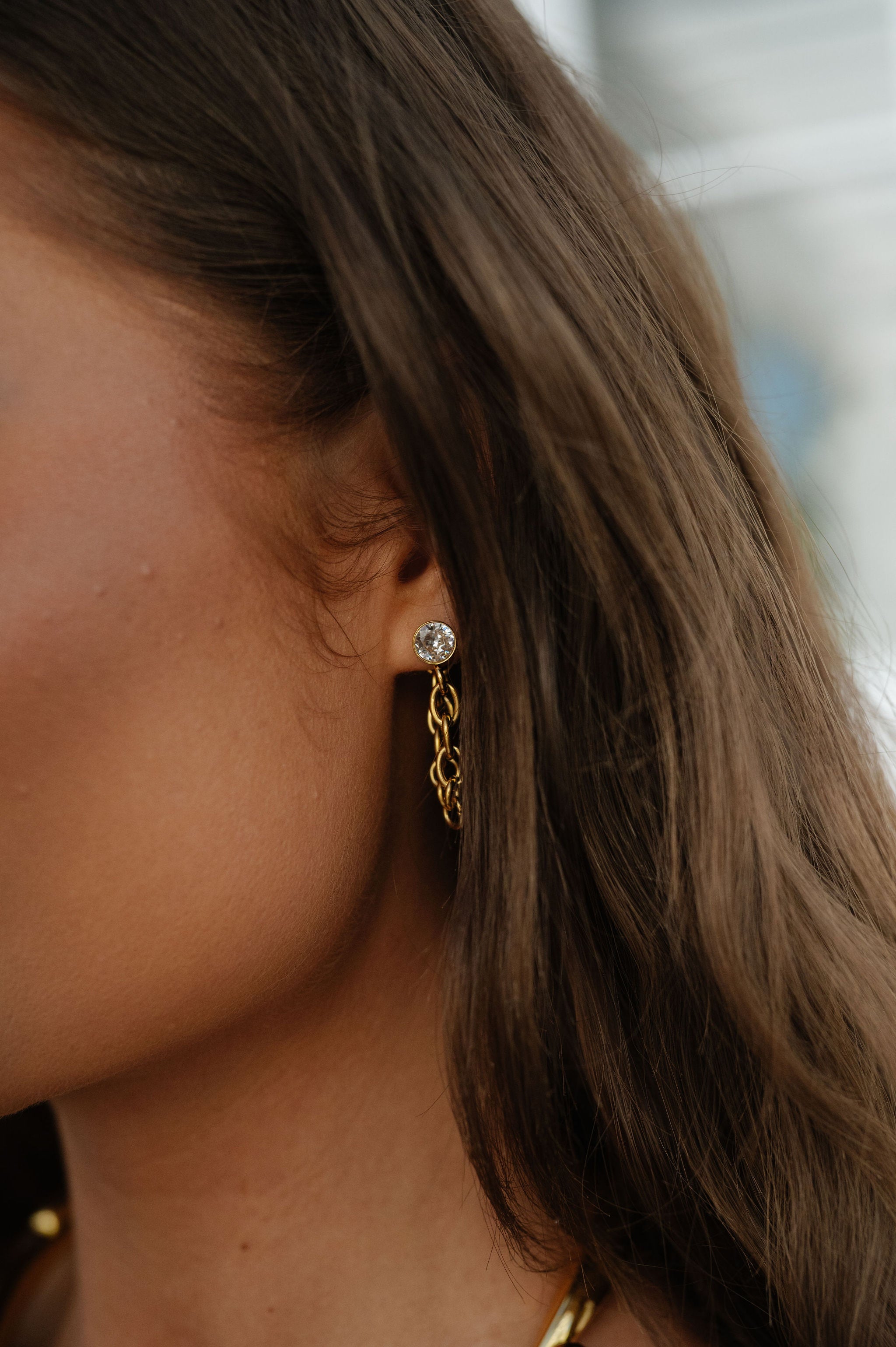 Diamond Loop Chain Earrings