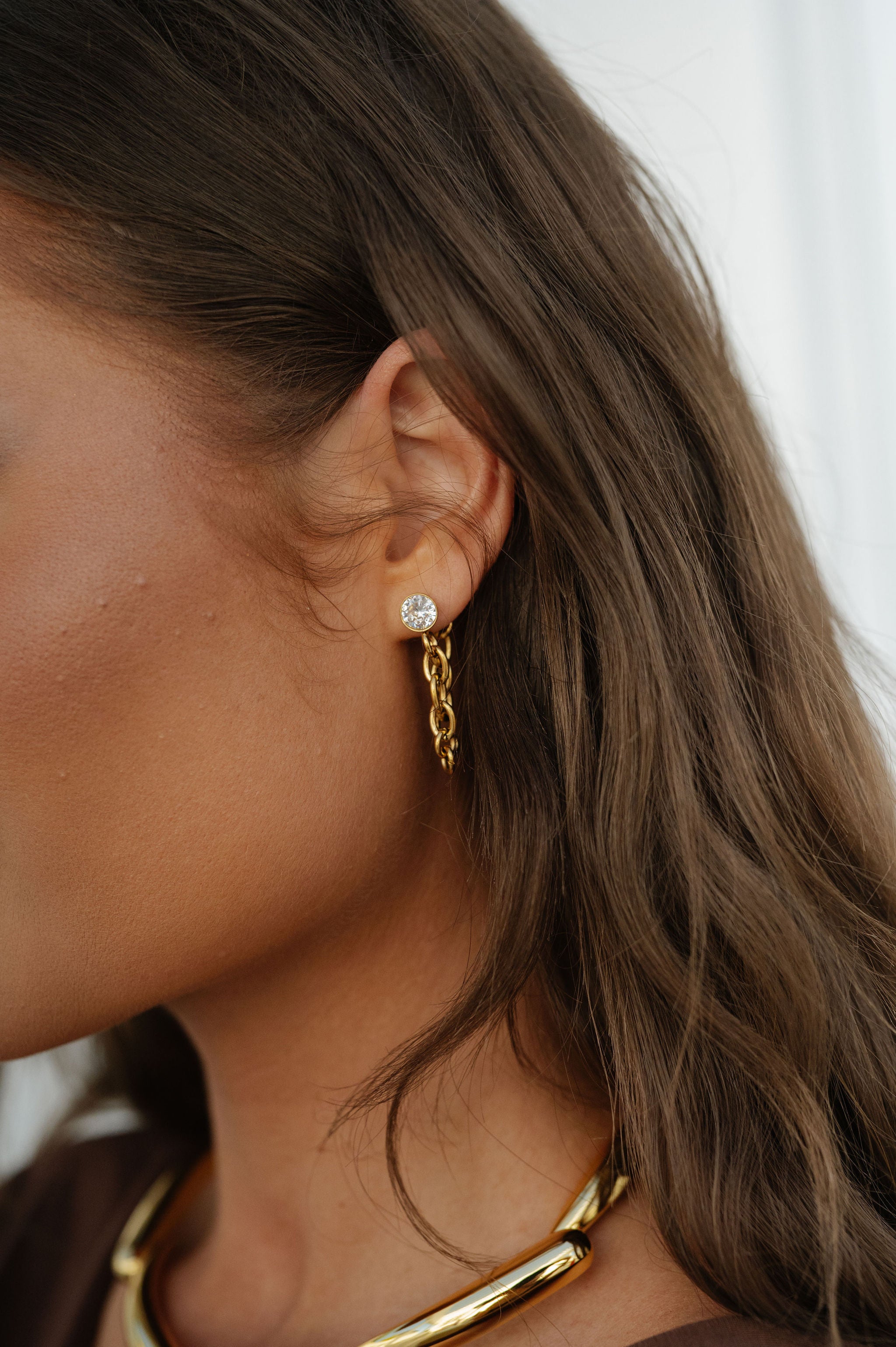 Diamond Loop Chain Earrings