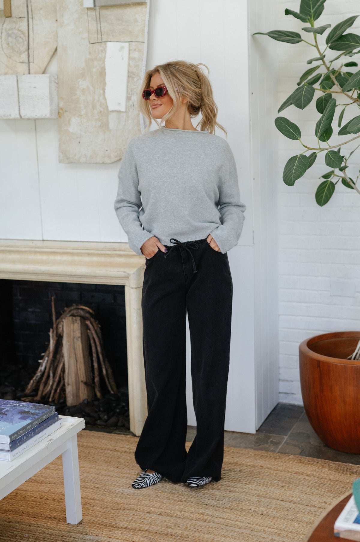 Oversized Piper Pullover-Light Grey