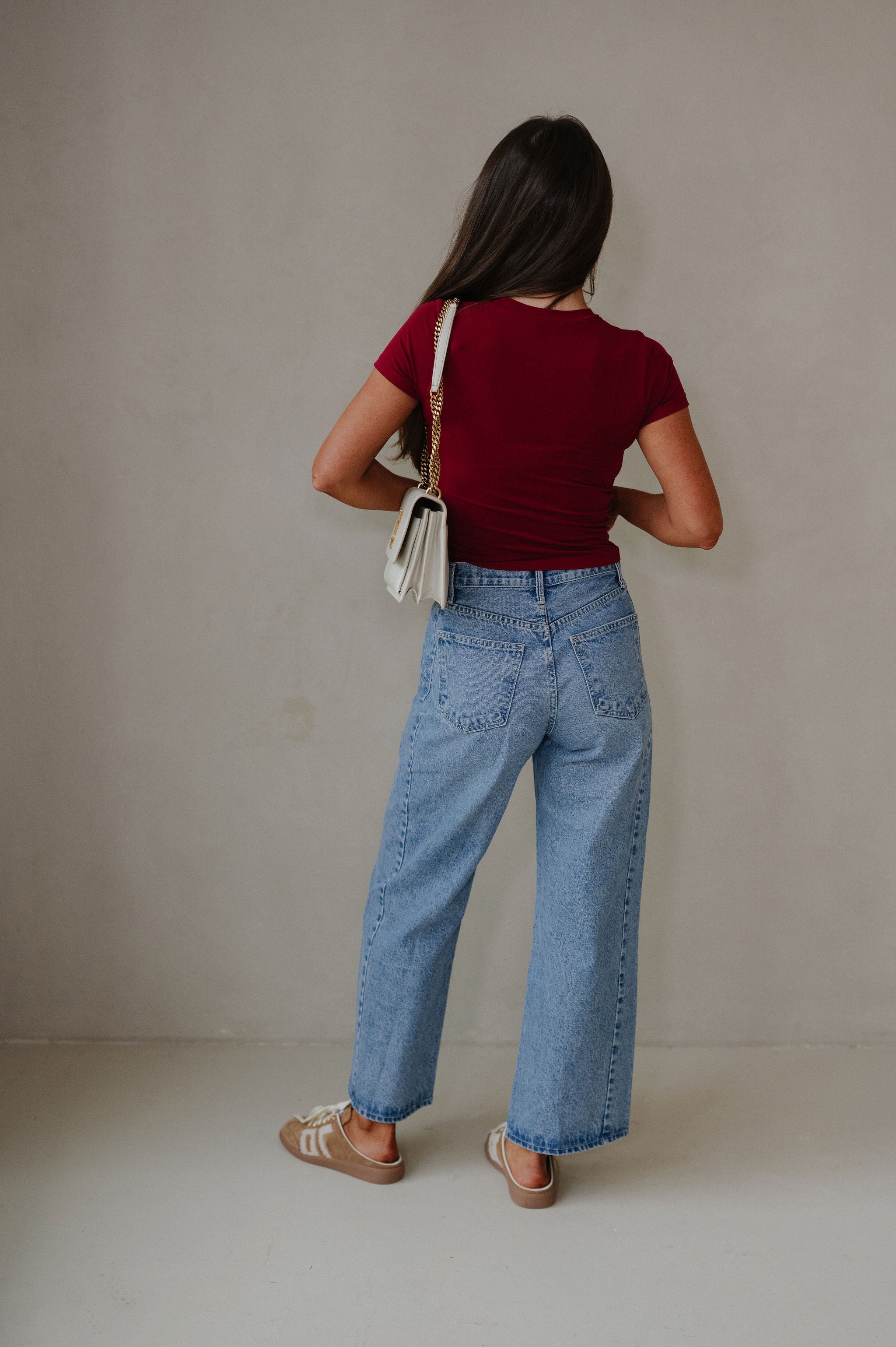 Seamless Short Sleeve Top-Burgundy
