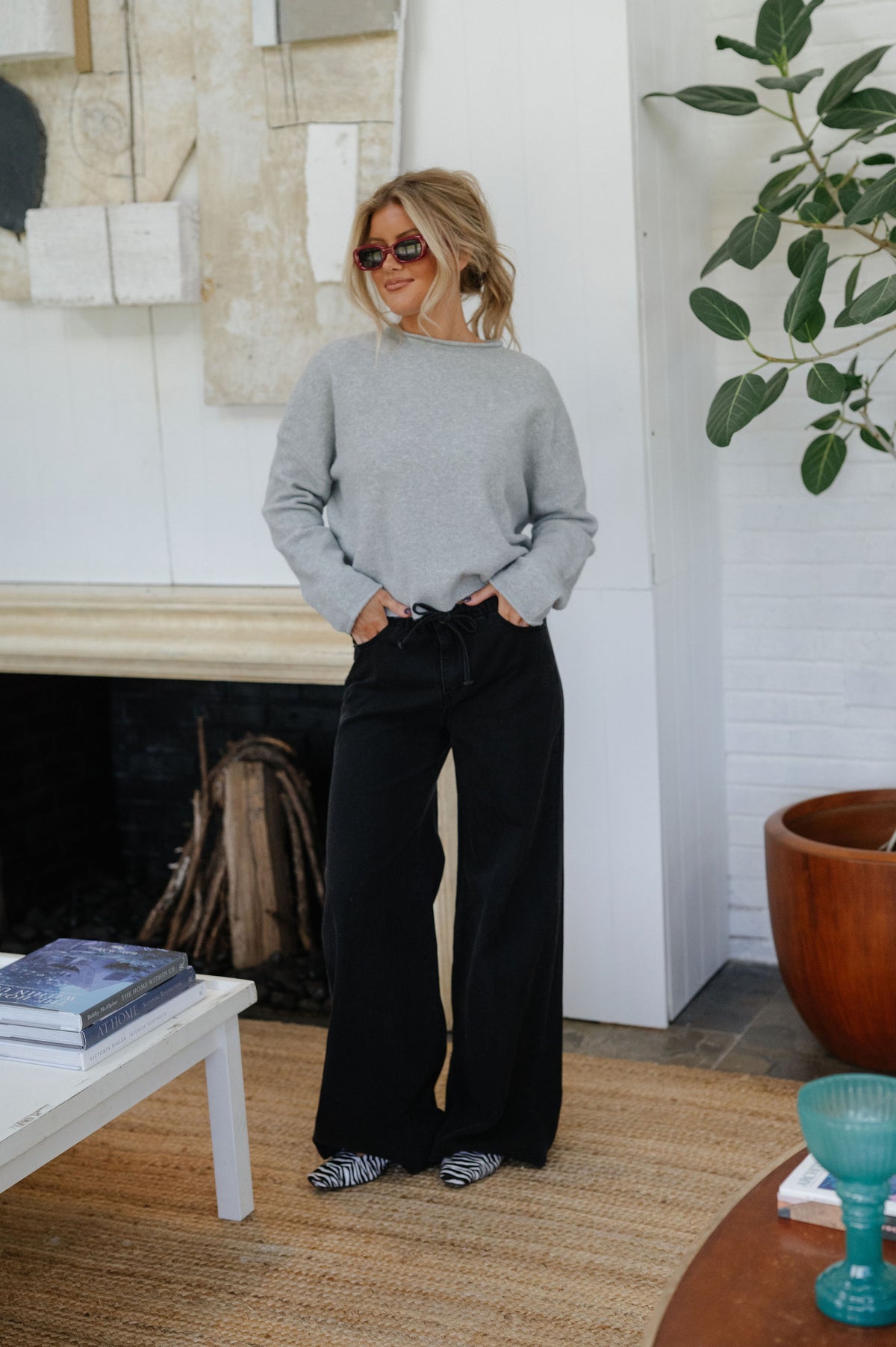 Oversized Piper Pullover-Light Grey