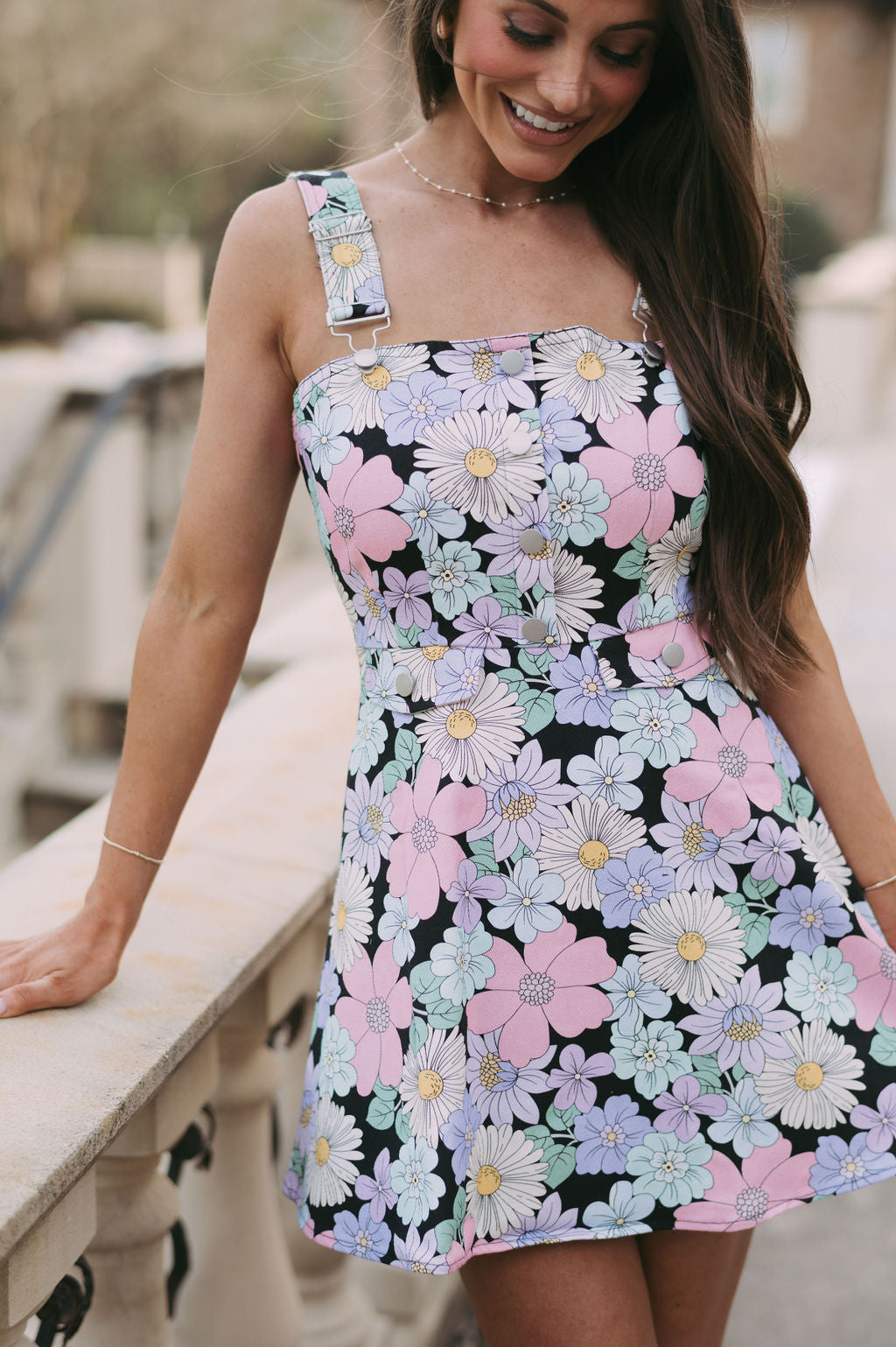 Floral Printed Overall Dress