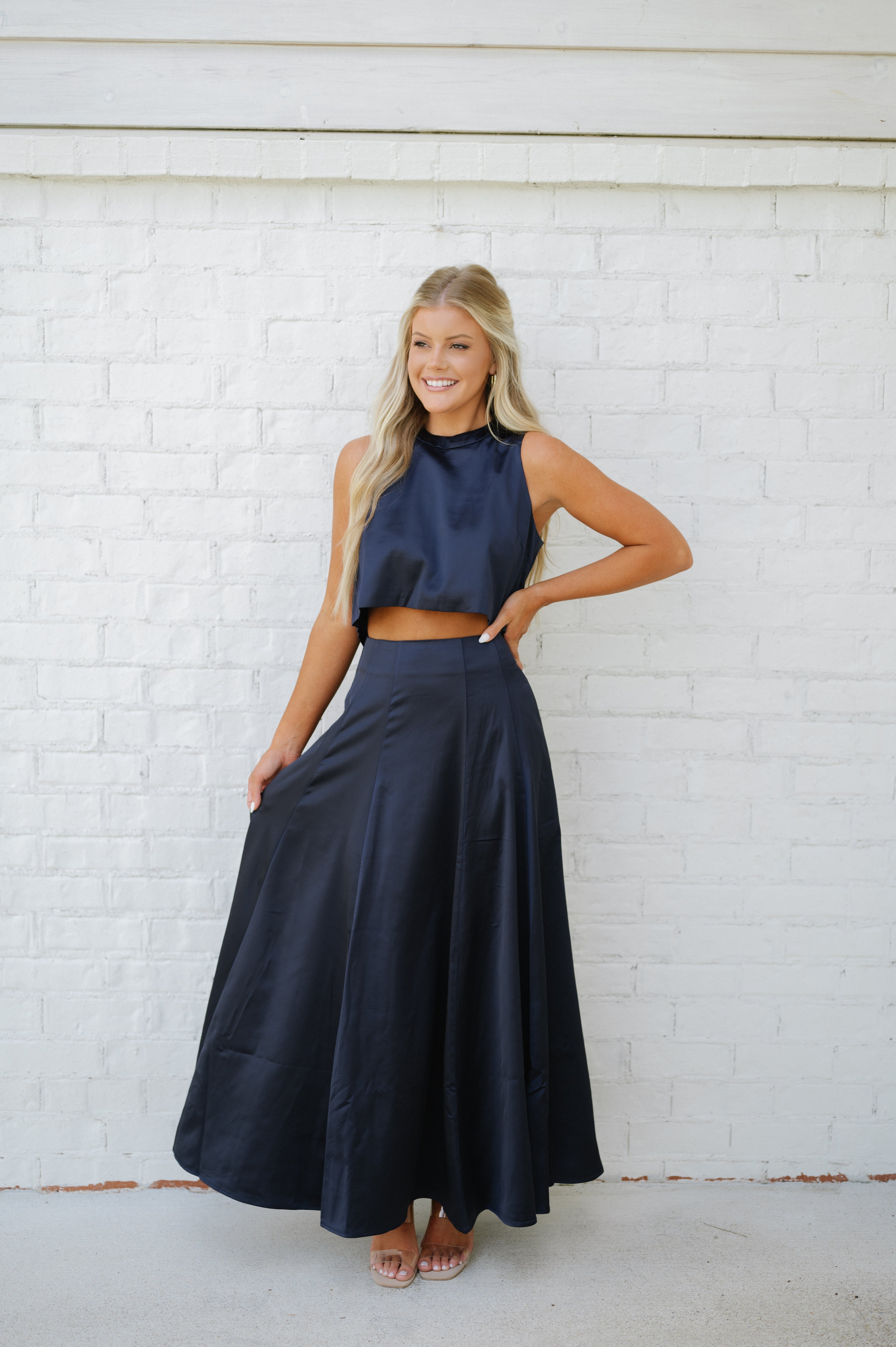 Daphne Maxi Skirt Set-Navy