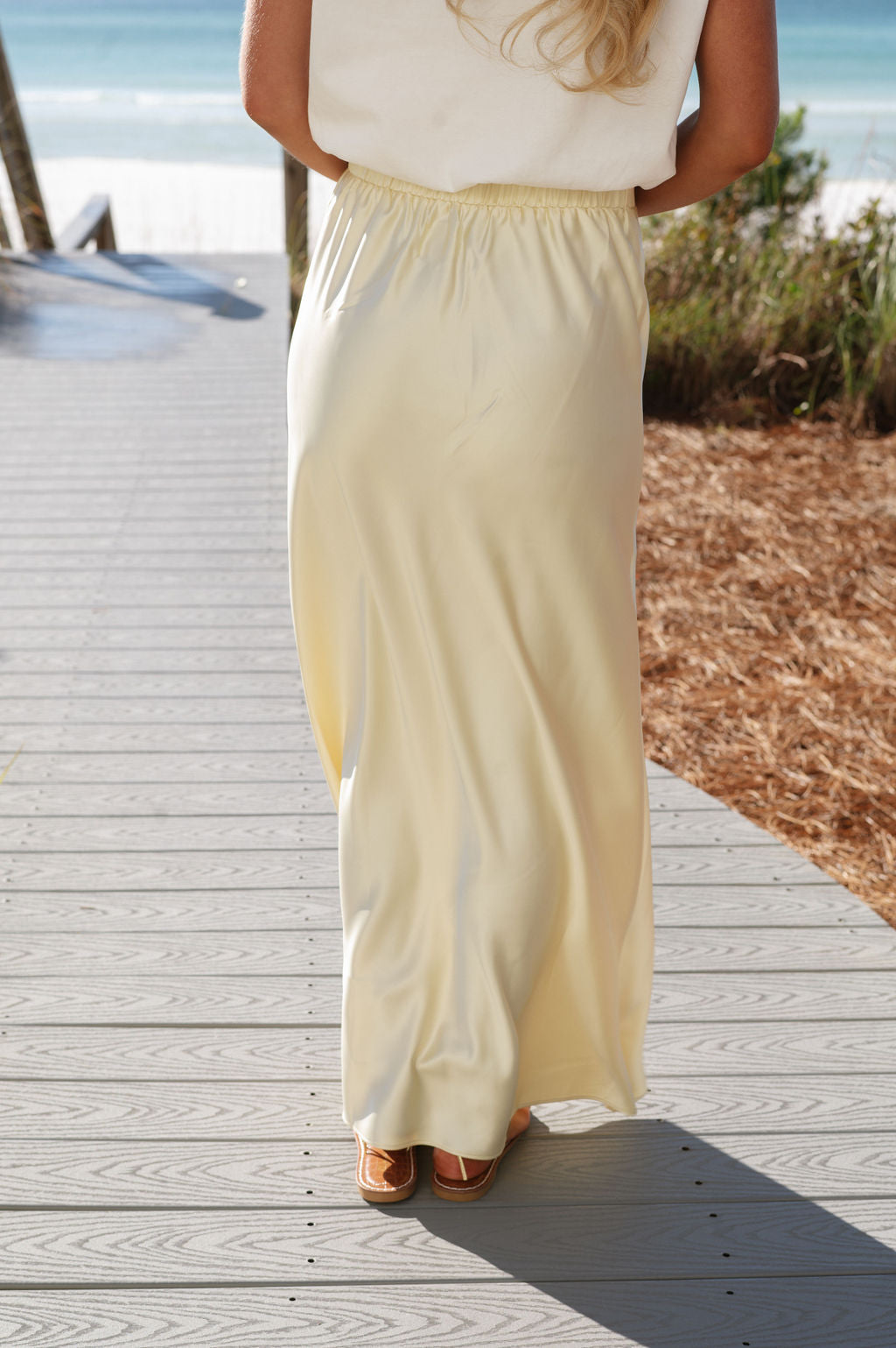 Ryser Satin Maxi Skirt-Butter