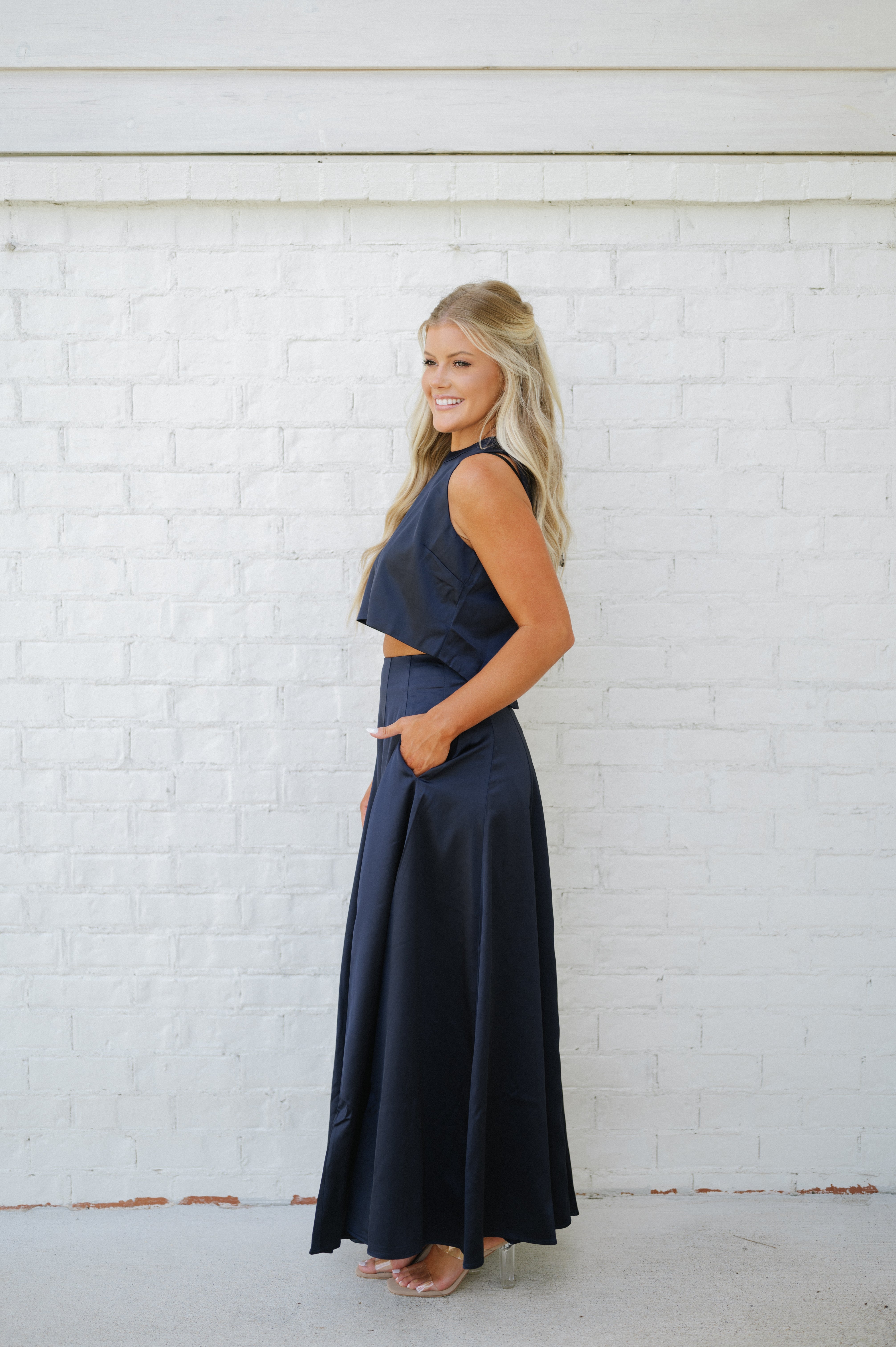 Daphne Maxi Skirt Set-Navy