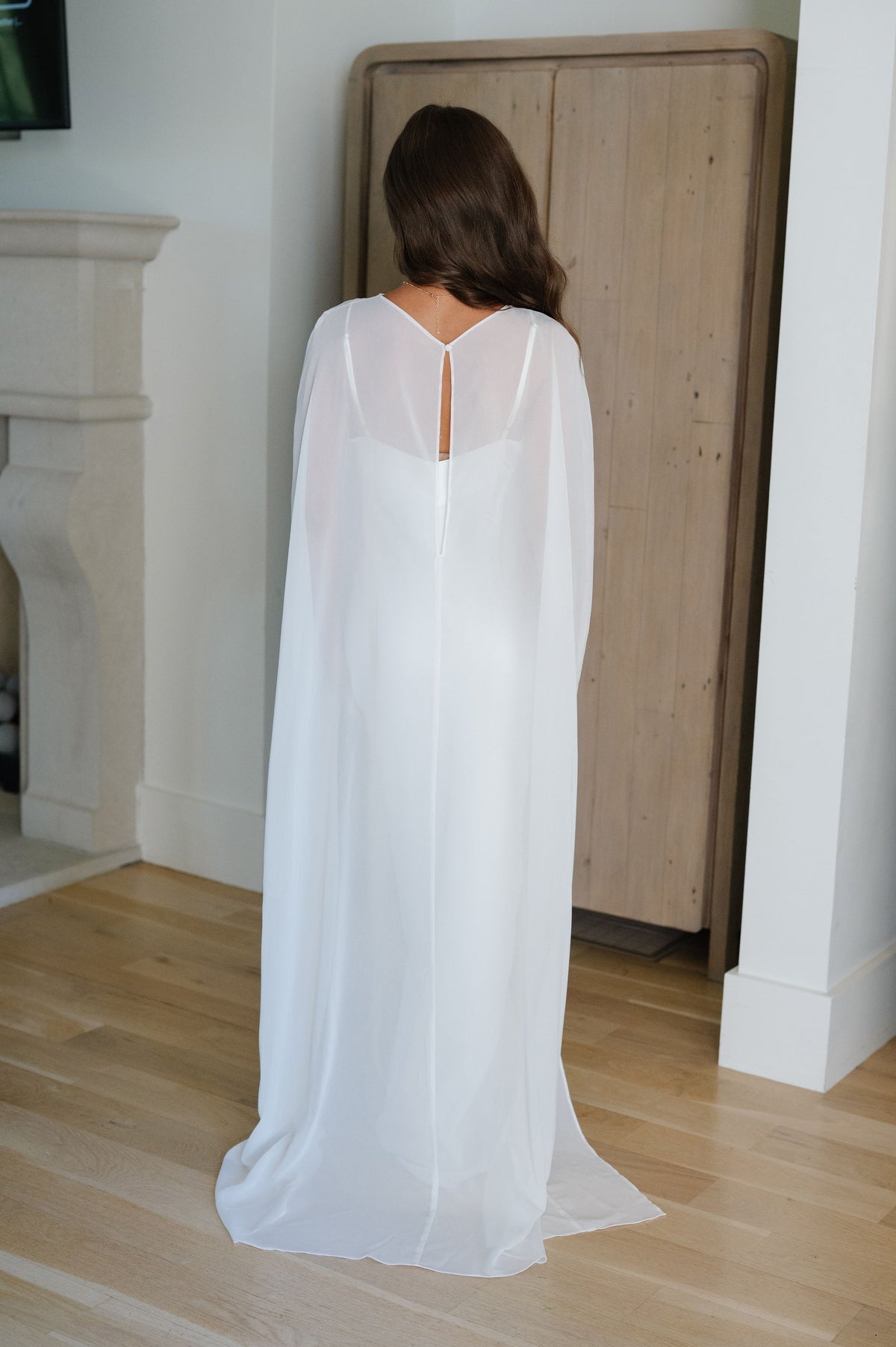 Maya Cape Maxi Dress-White
