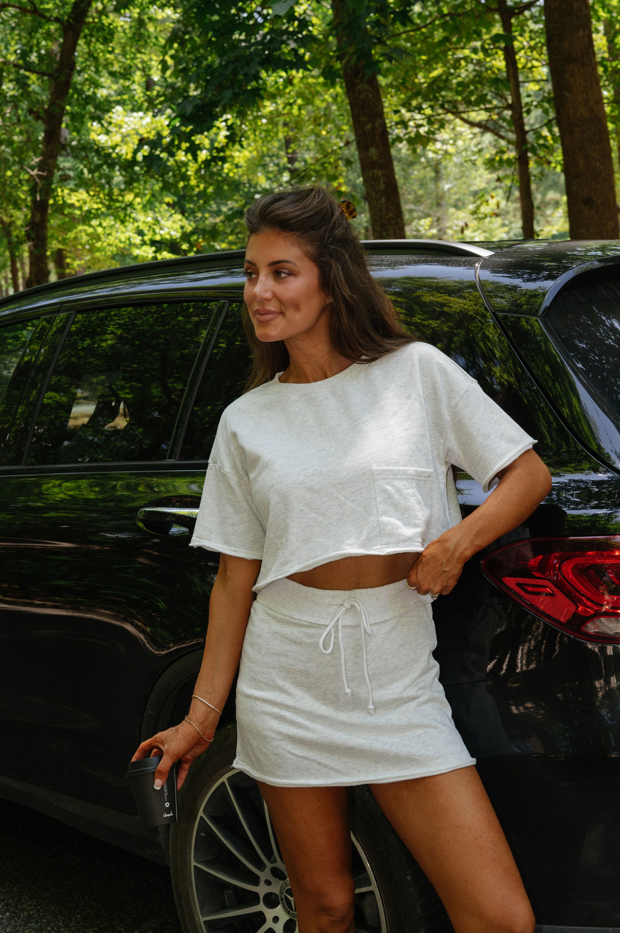 Nora Skirt Set-White Melange