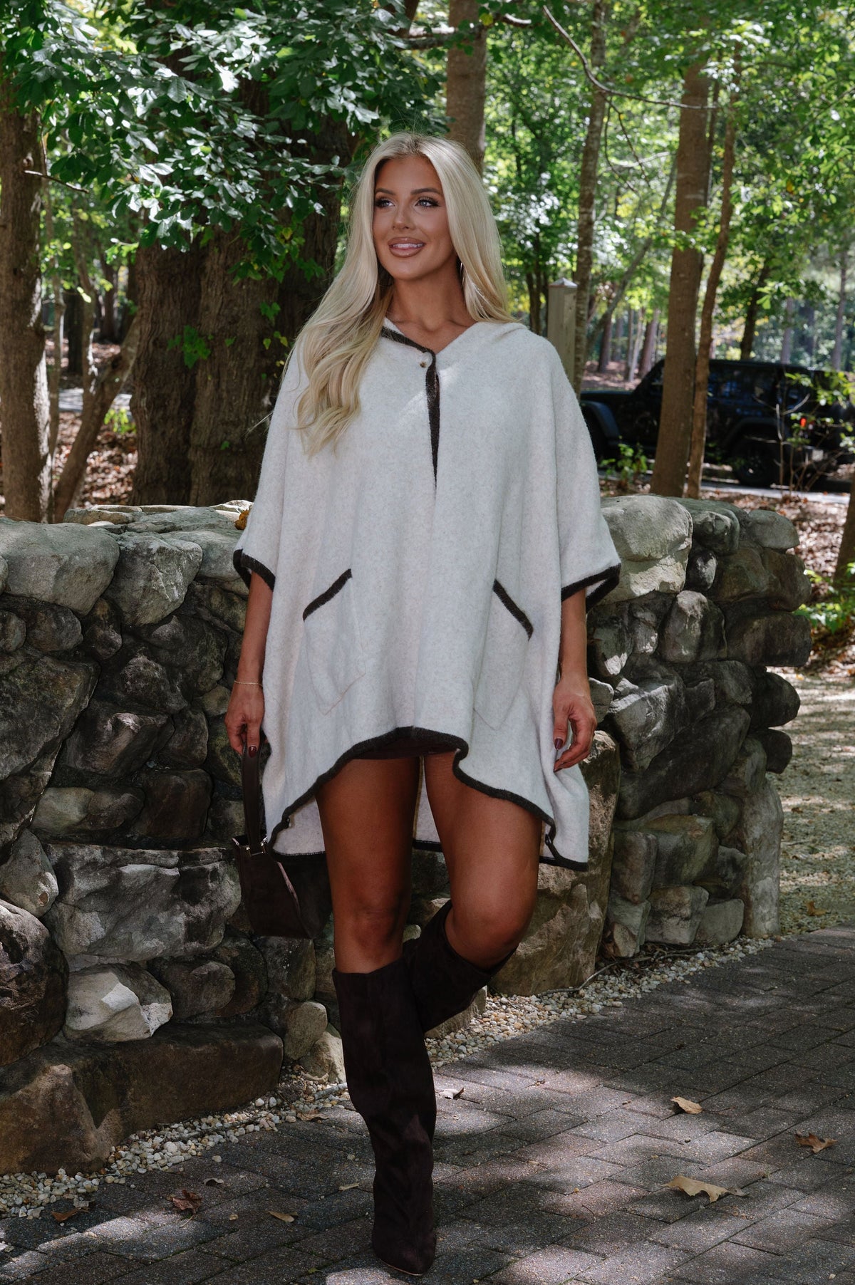 Trudy Knit Poncho Sweater-Oatmeal/Brown