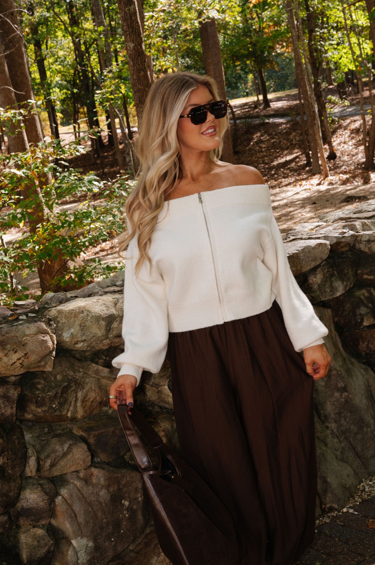 Off The Shoulder Cardigan-Cream