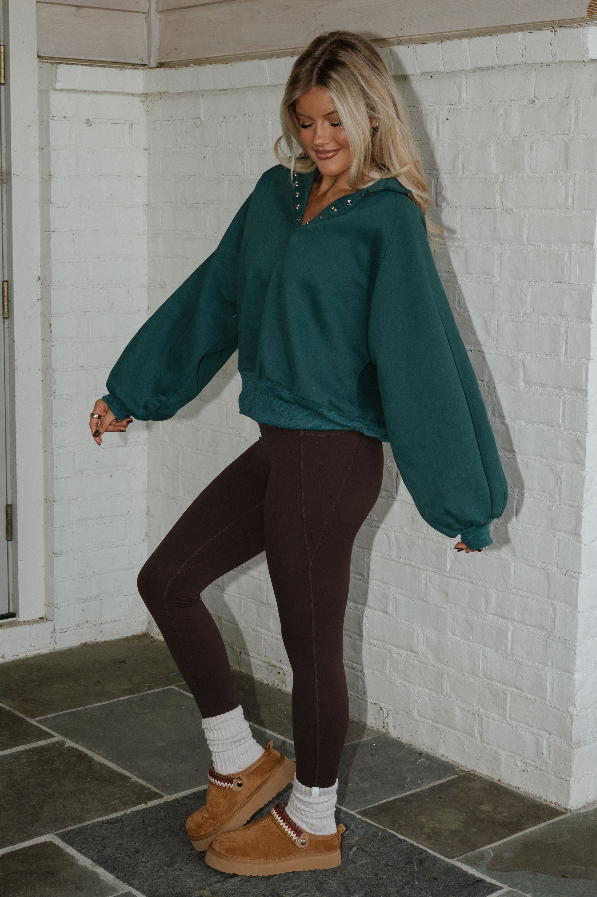 Brooklyn Mineral Washed Pullover-Teal Green