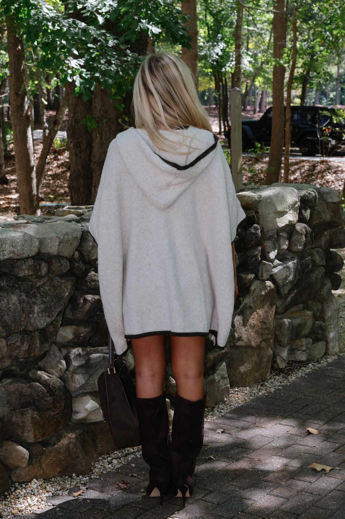 Trudy Knit Poncho Sweater-Oatmeal/Brown