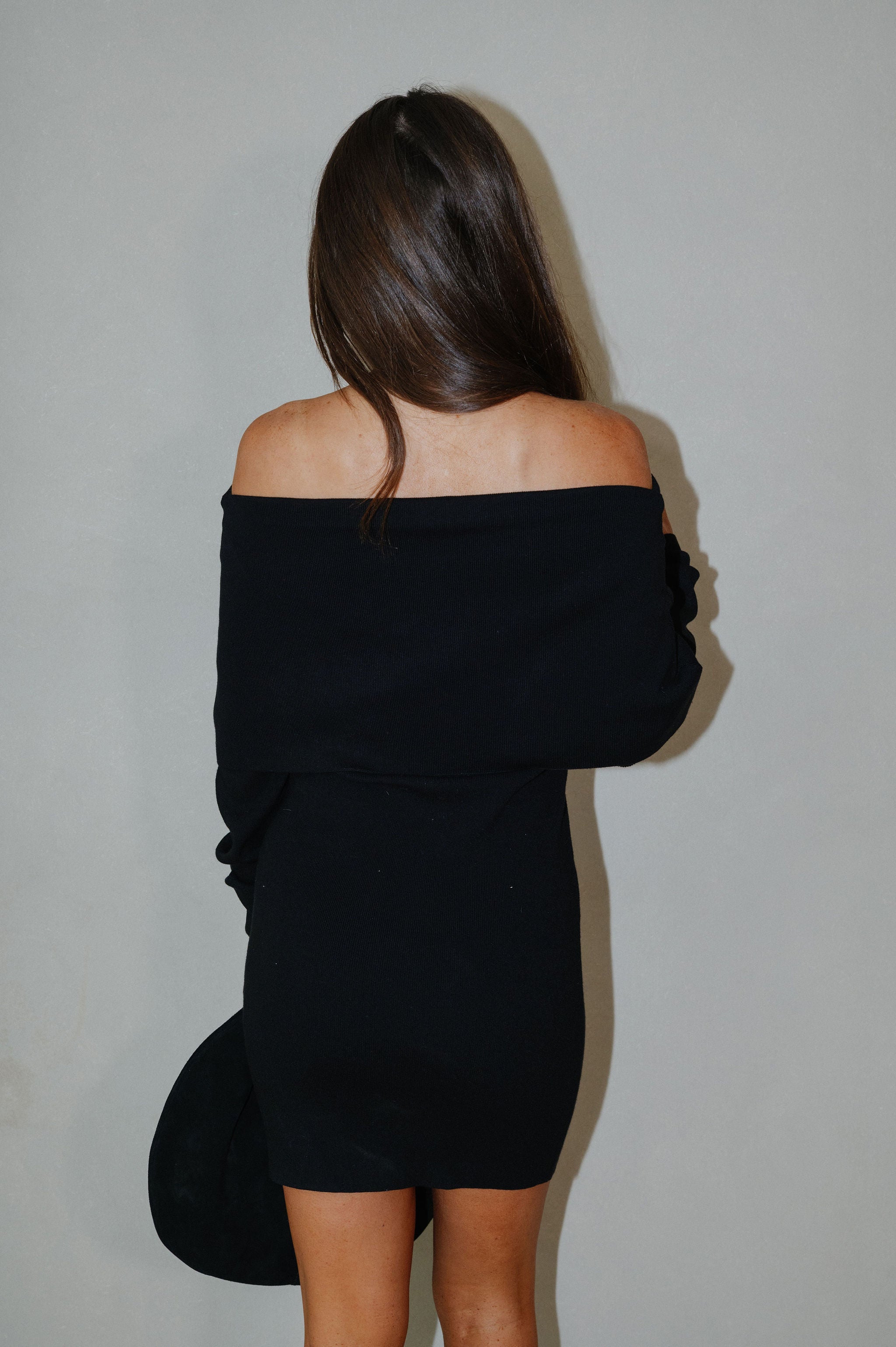 Charlie OTS Sweater Dress-Black