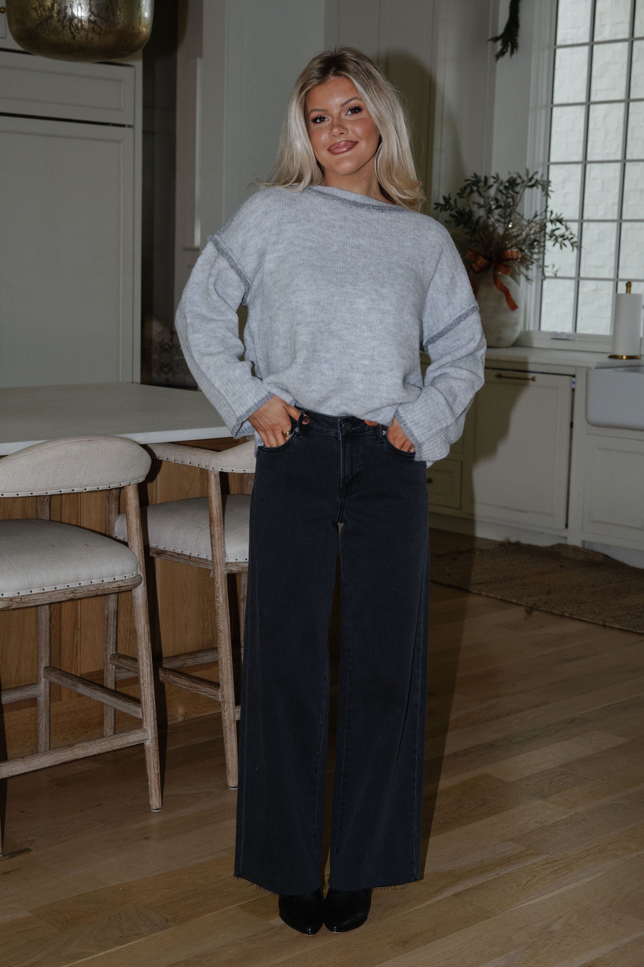 Blair Wide Leg Charcoal Jeans