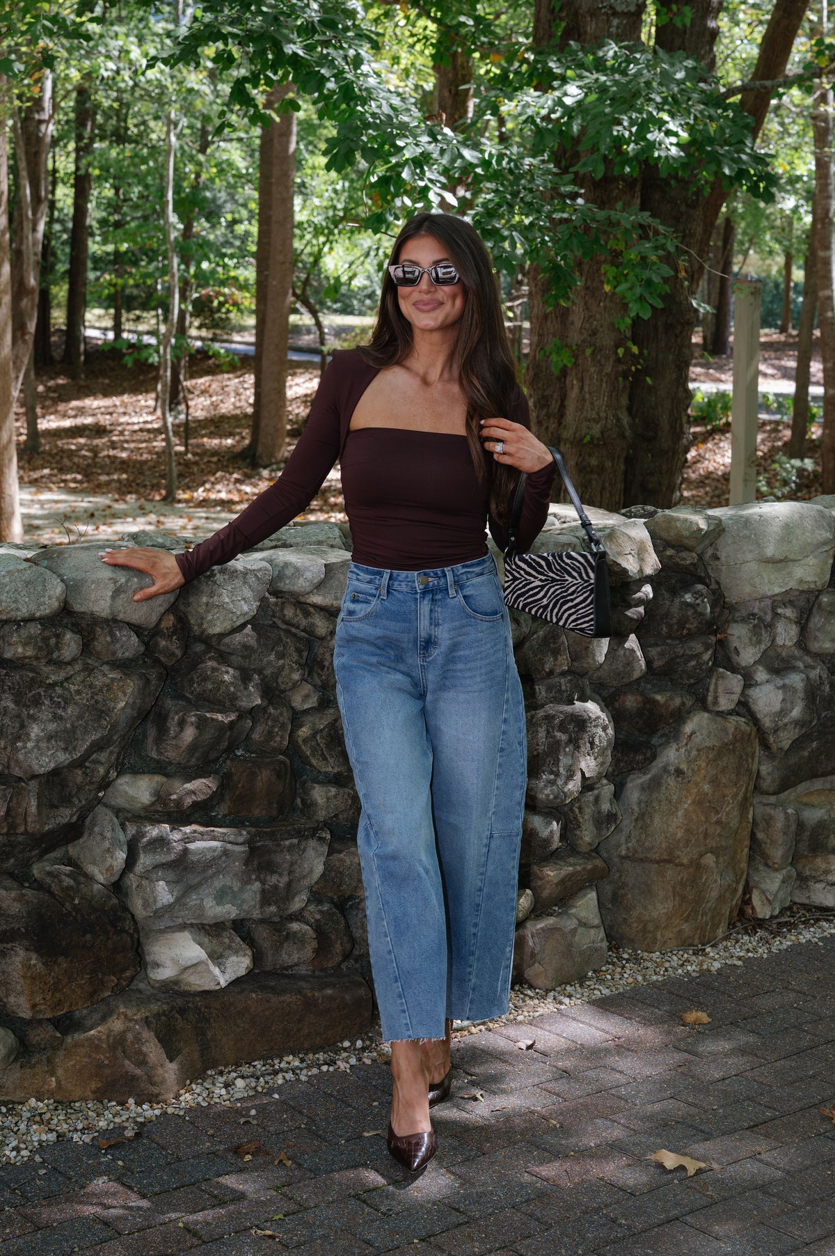 Anne Ruched Long Sleeve Top-Chocolate