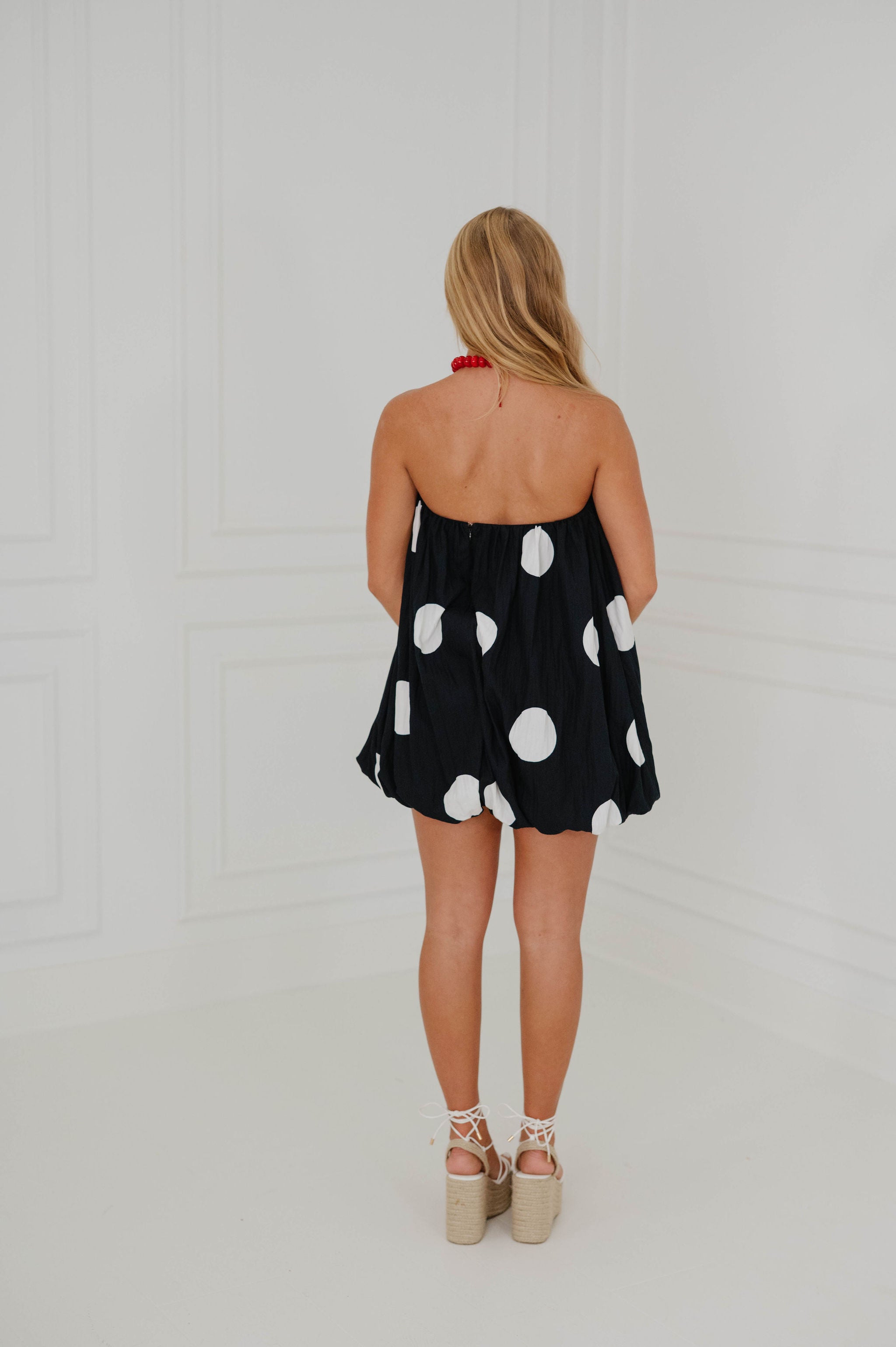 Samantha Polka Dot Bubble Dress-Black