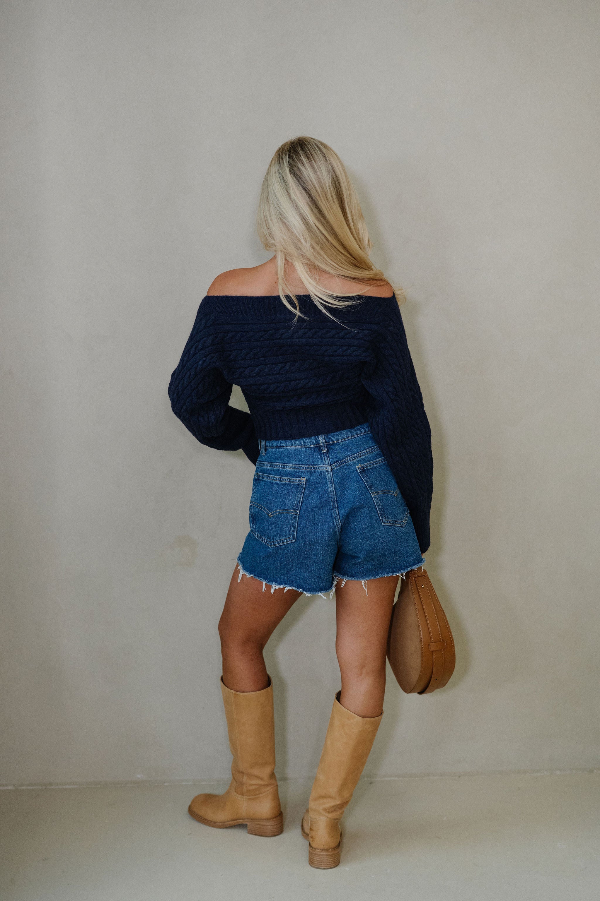 OTS Button Down Sweater Top-Navy